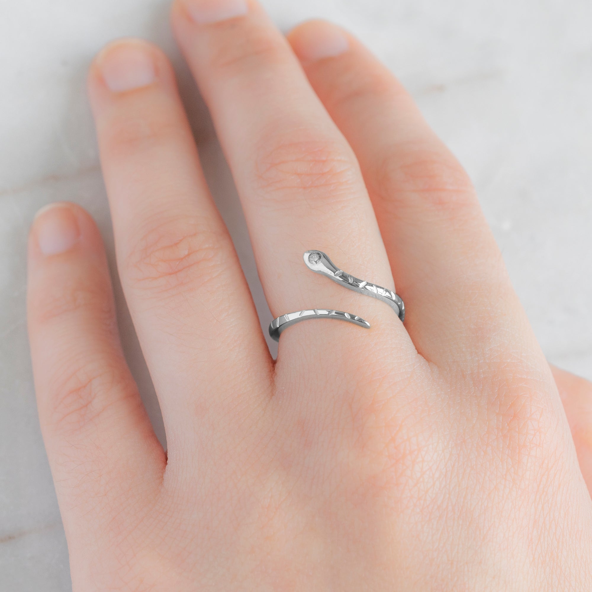 Alexis Russell Rings The Salt and Pepper Diamond Serpent Ring | Yellow, Rose or White Gold
