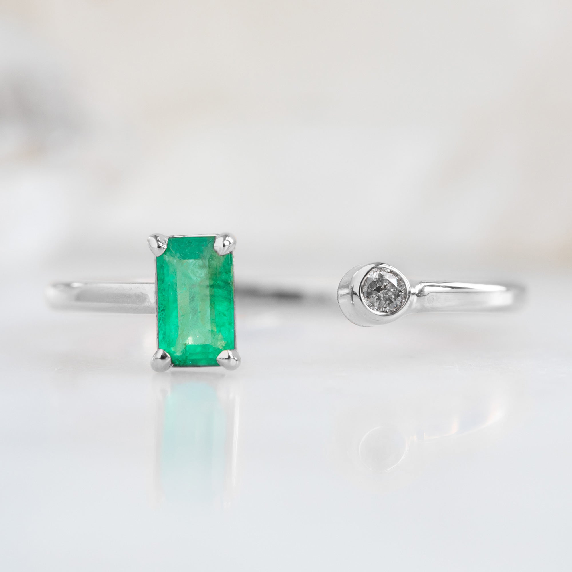 Alexis Russell Rings The Open Cuff Emerald + Diamond Ring | Yellow, Rose or White Gold