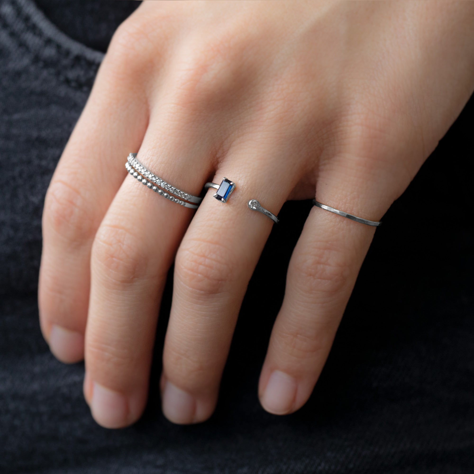 Alexis Russell Rings The Open Cuff Sapphire + Diamond Ring | Yellow, Rose or White Gold