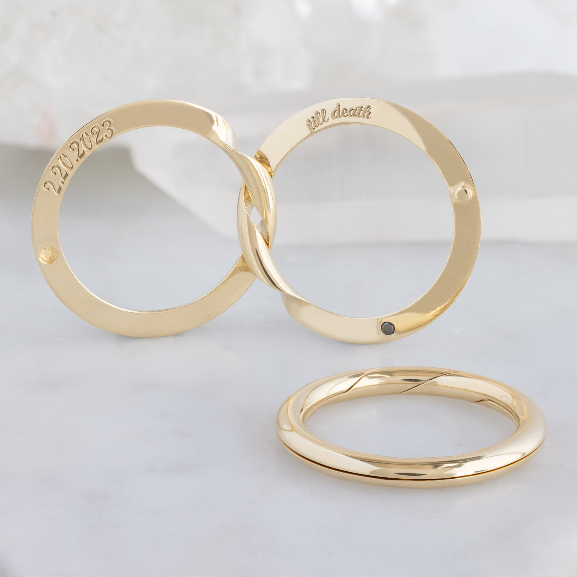 Alexis Russell  Wedding Bands The Love Story Ring with a Black Diamond | Yellow Gold