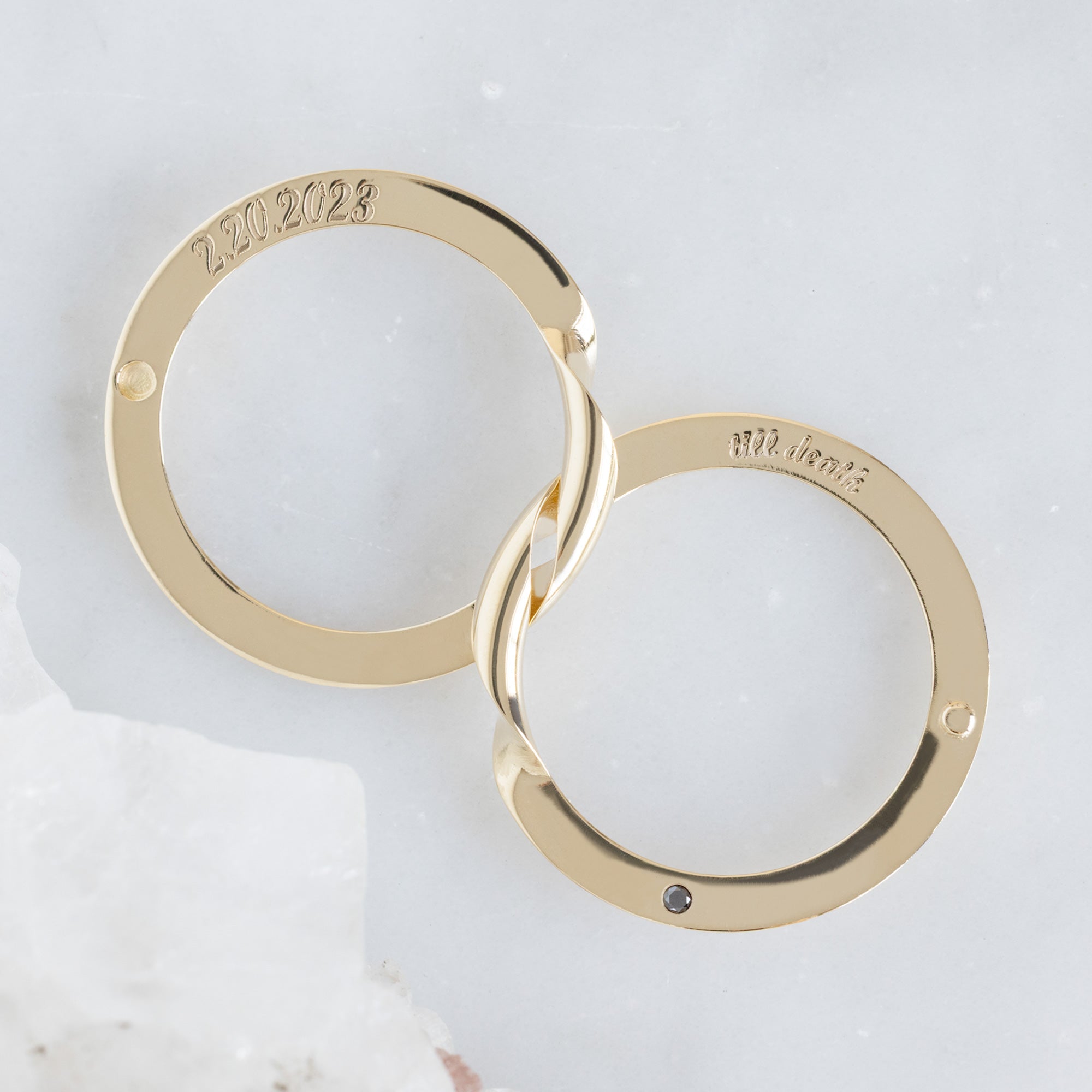 Alexis Russell  Wedding Bands The Love Story Ring with a Black Diamond | Yellow Gold