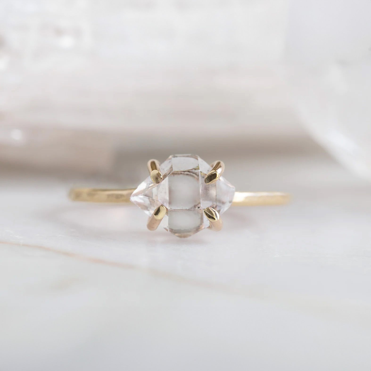 Alexis Russell Rings The Herkimer Diamond Ring | Yellow Gold Filled