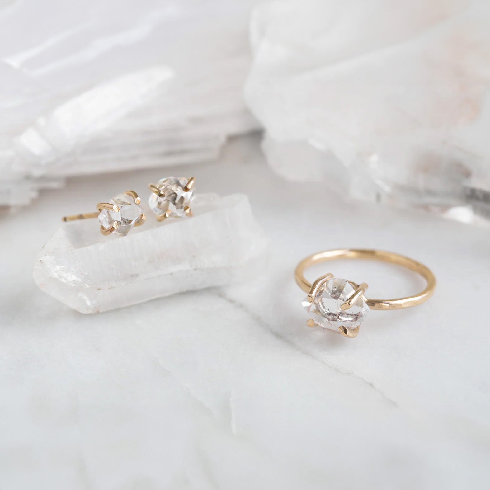 Alexis Russell Rings The Herkimer Diamond Ring | Yellow, Rose or Sterling Silver