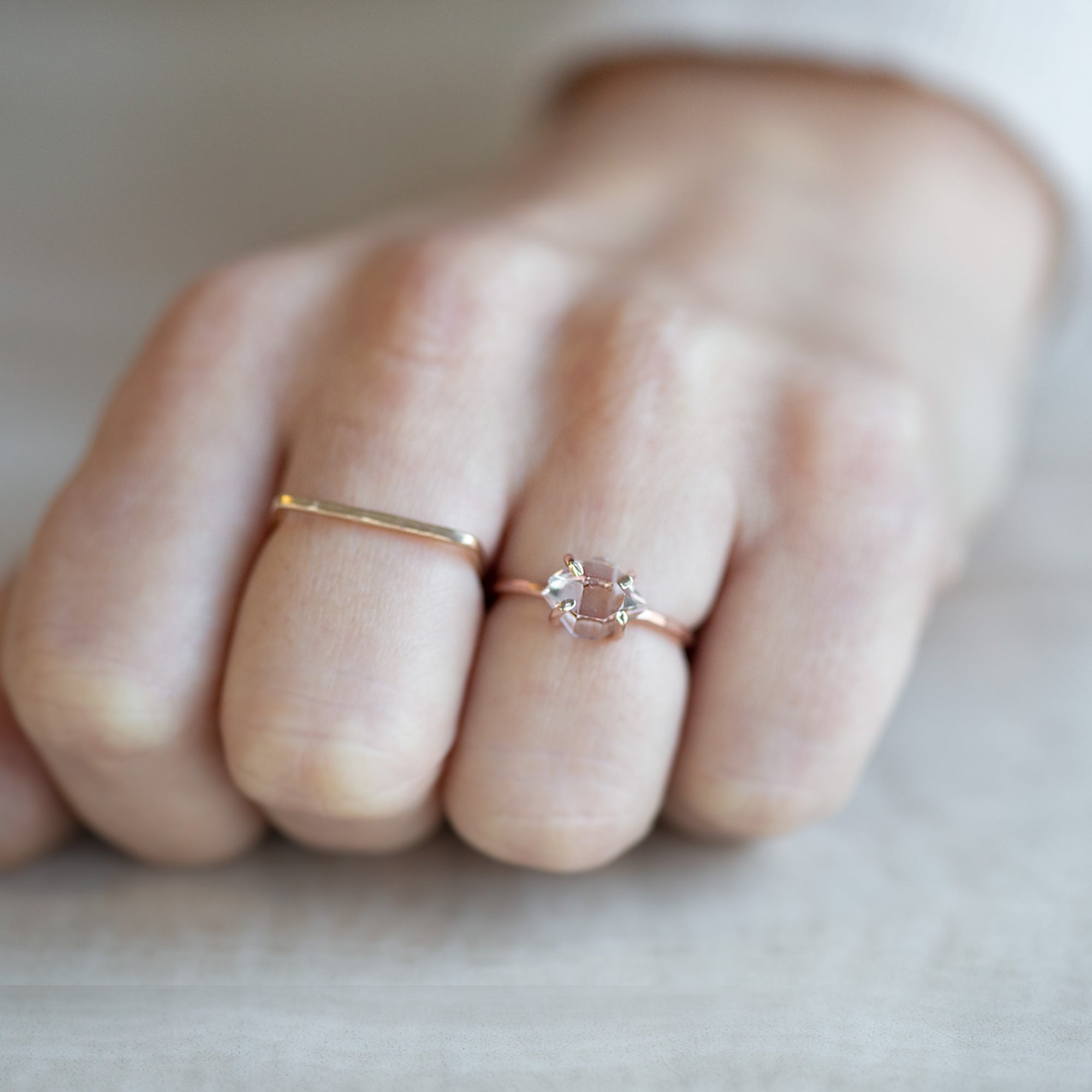 Alexis Russell Rings The Herkimer Diamond Ring | Yellow, Rose or Sterling Silver