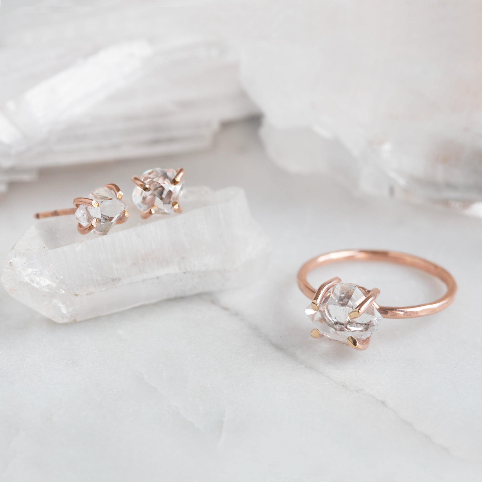 Alexis Russell Rings The Herkimer Diamond Ring | Yellow, Rose or Sterling Silver
