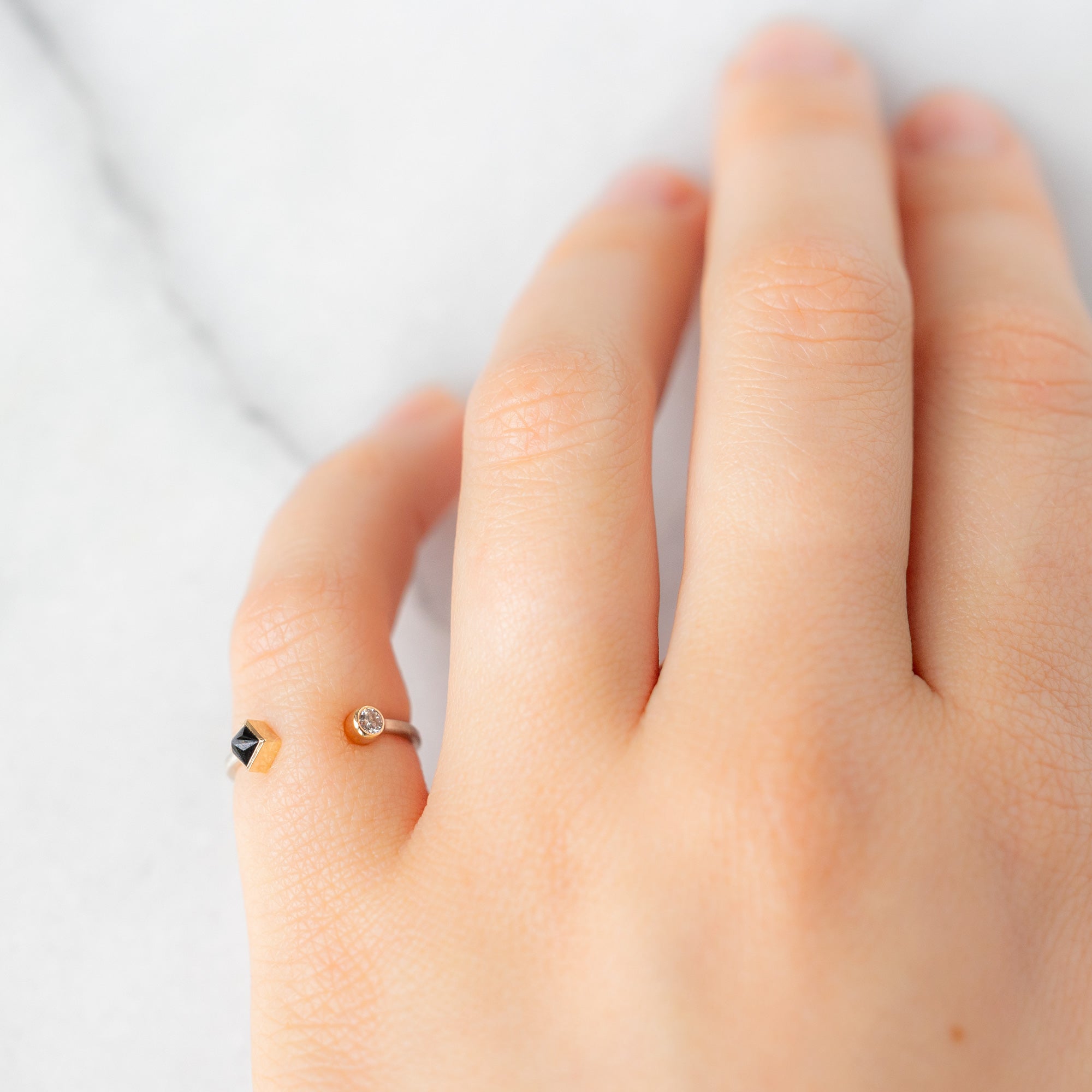 Alexis Russell Rings The Open Cuff Black + White Diamond Ring | Sterling Silver