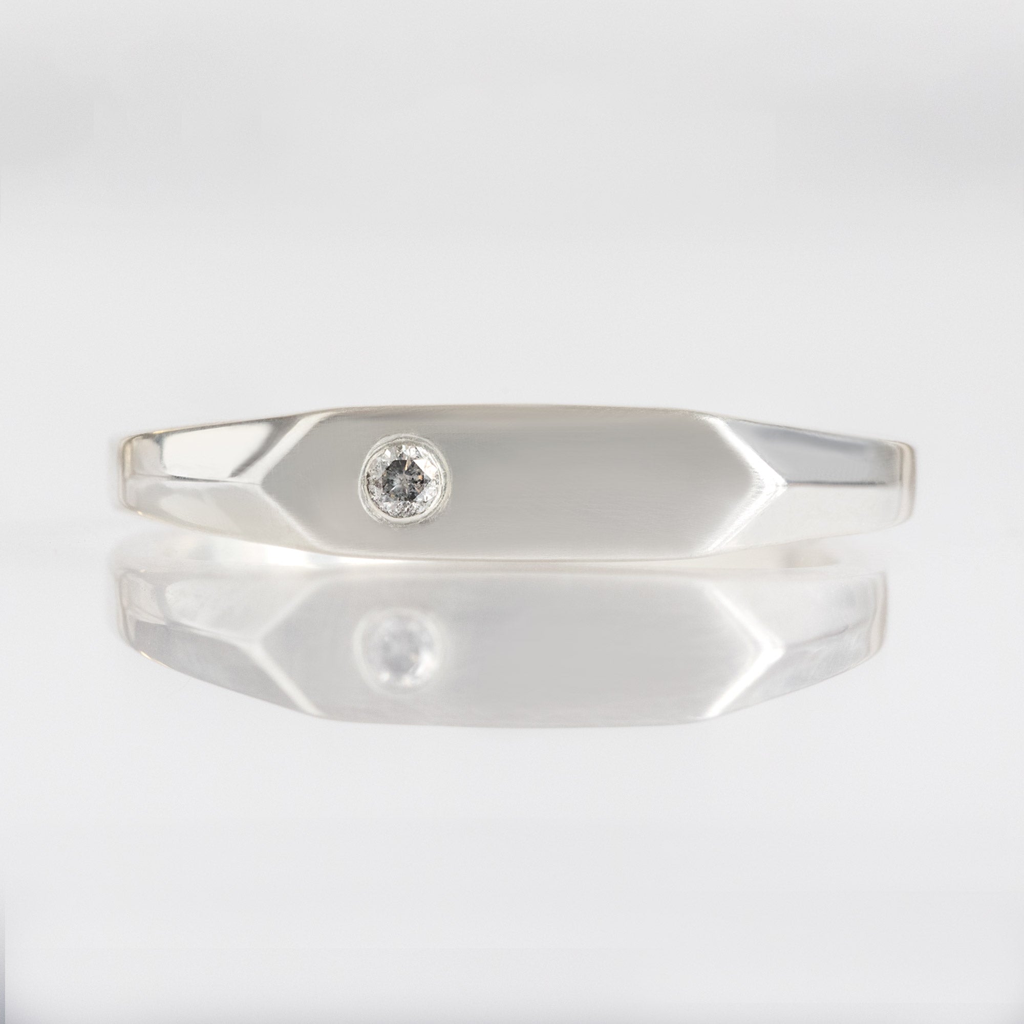 Alexis Russell Rings The Salt and Pepper Diamond Signet Ring | Sterling Silver