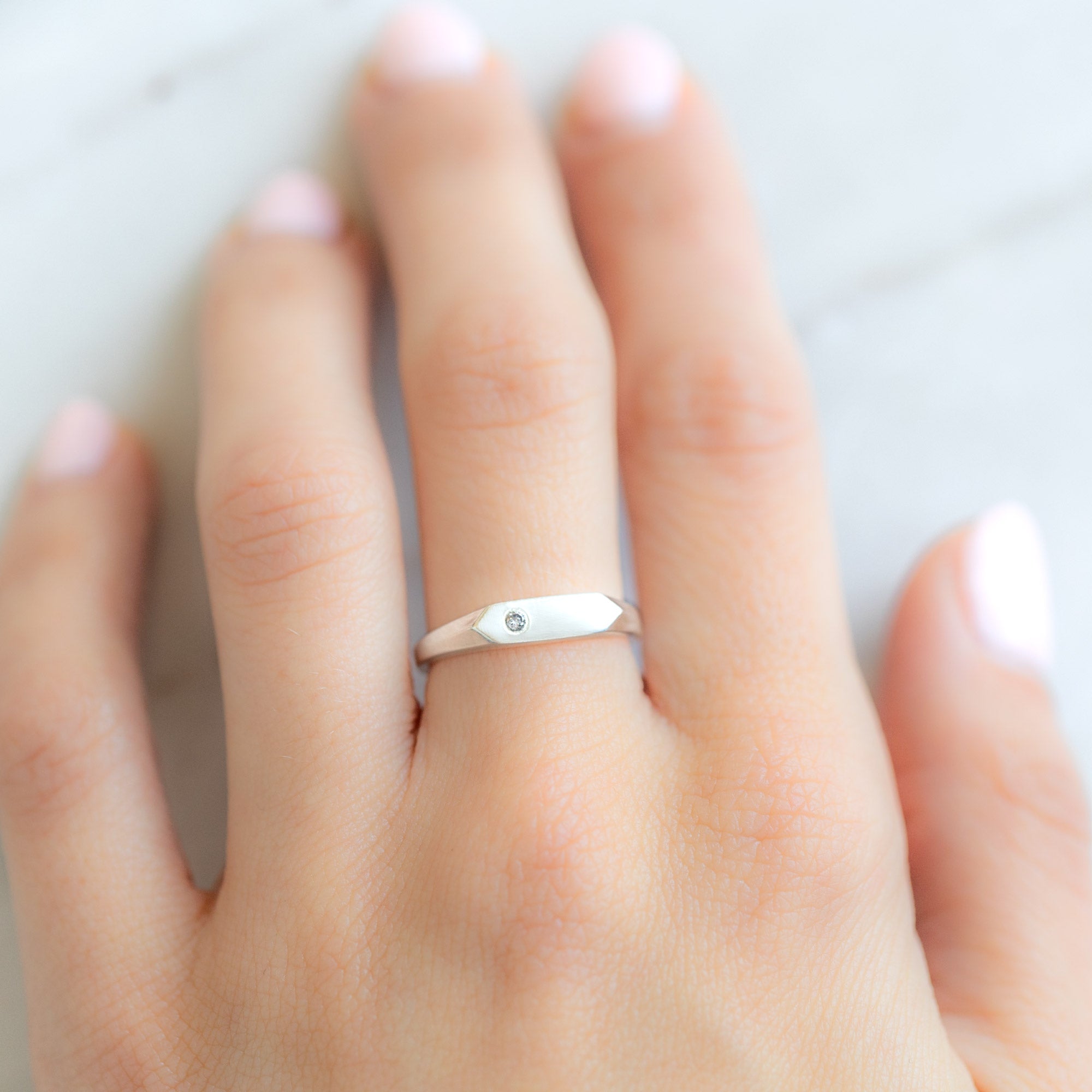 Alexis Russell Rings The Salt and Pepper Diamond Signet Ring | Sterling Silver