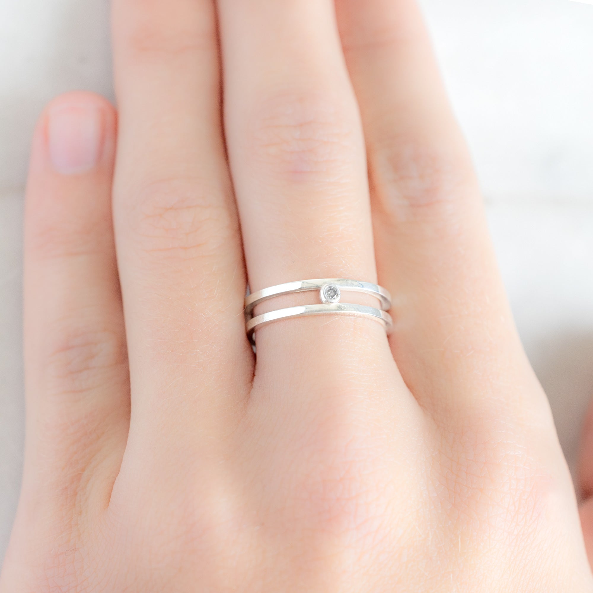 Alexis Russell  Rings Double Band Salt and Pepper Diamond Ring | Sterling Silver