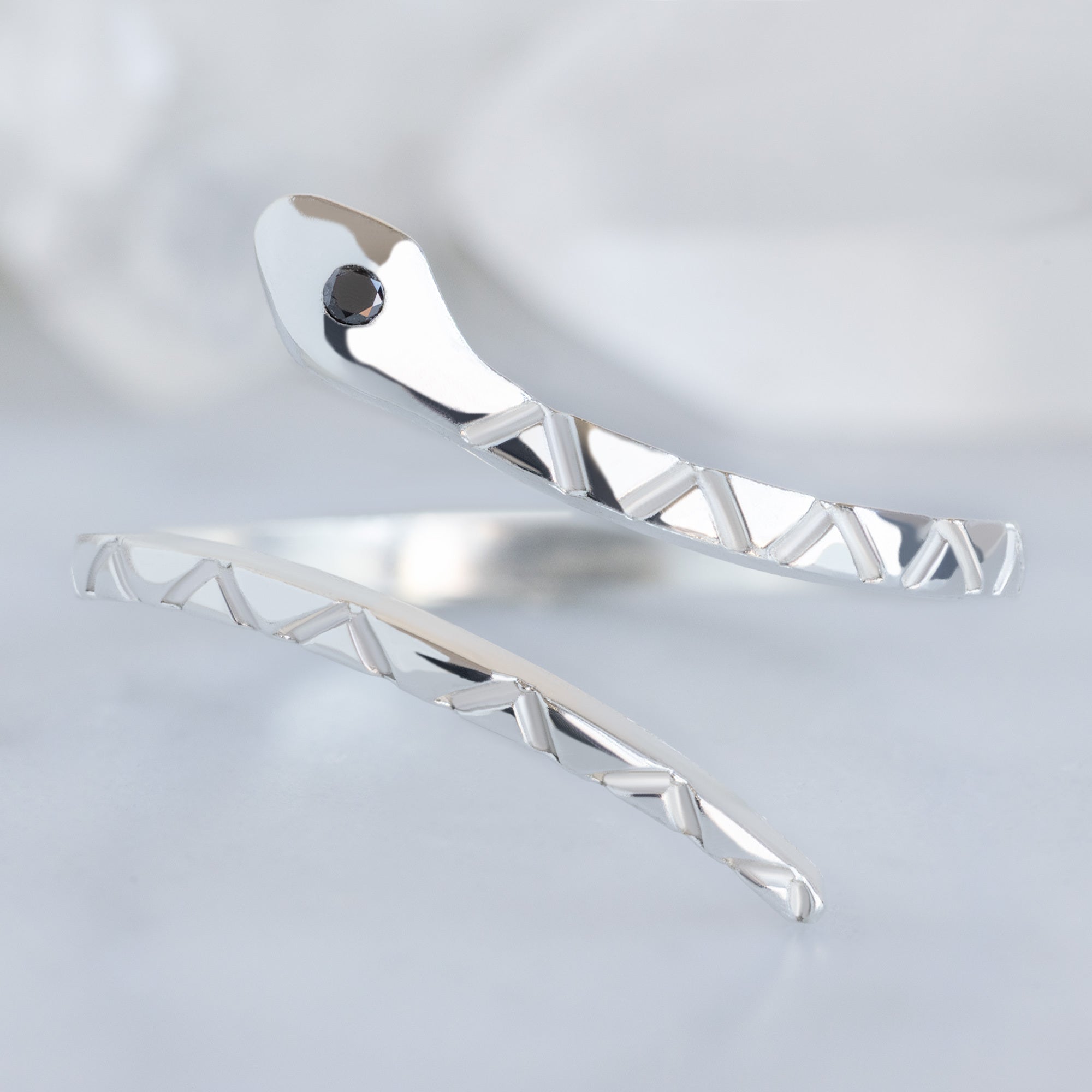 Alexis Russell  Rings The Black Diamond Serpent Ring | Sterling Silver