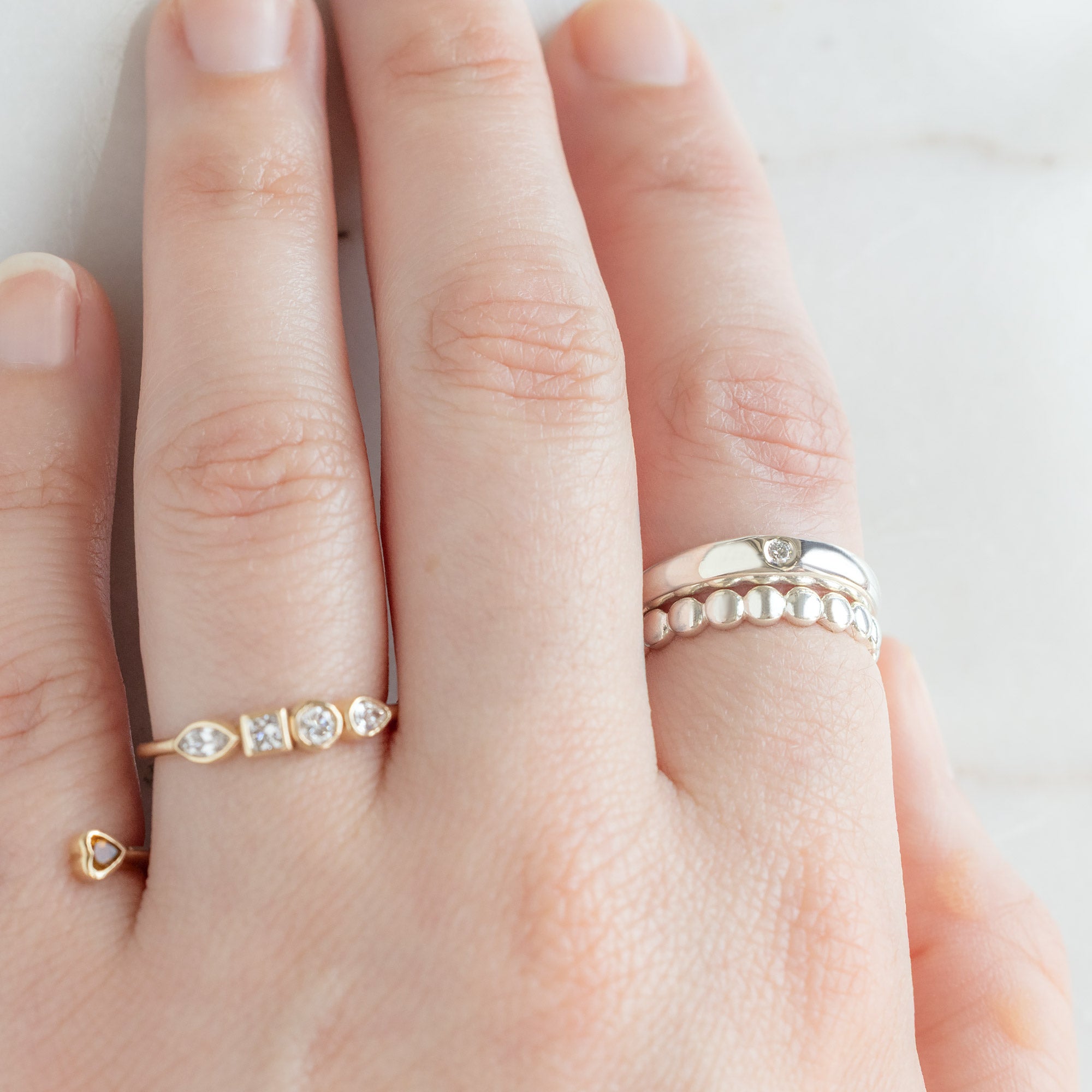 Alexis Russell  Rings Beaded Luxe Stacking Ring | Sterling Silver