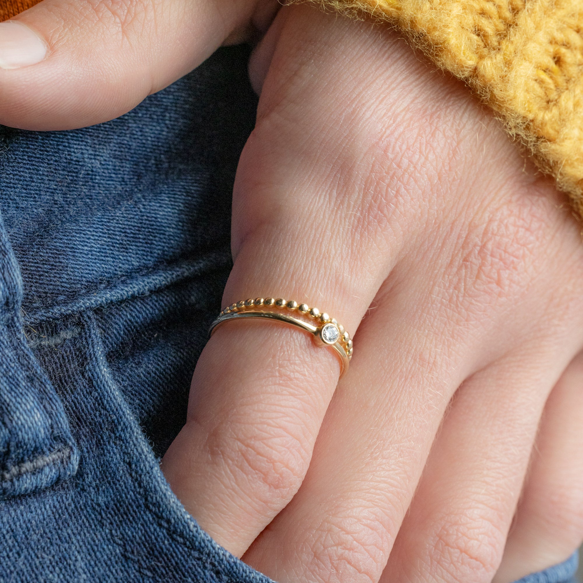 Alexis Russell Jewelry Sets The Textured Ring Set | Yellow or White Gold