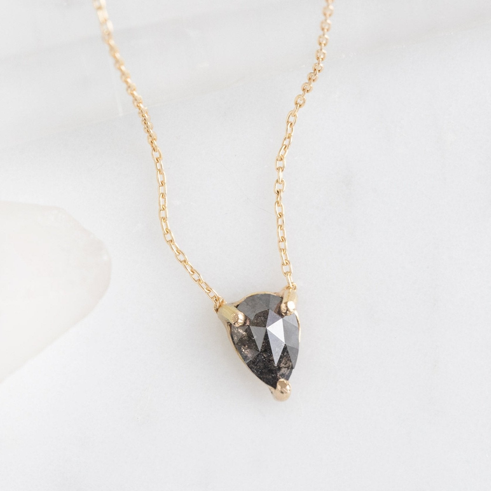 Alexis Russell Necklaces The Galaxy Salt and Pepper Diamond Drop Necklace | Yellow, Rose or White Gold