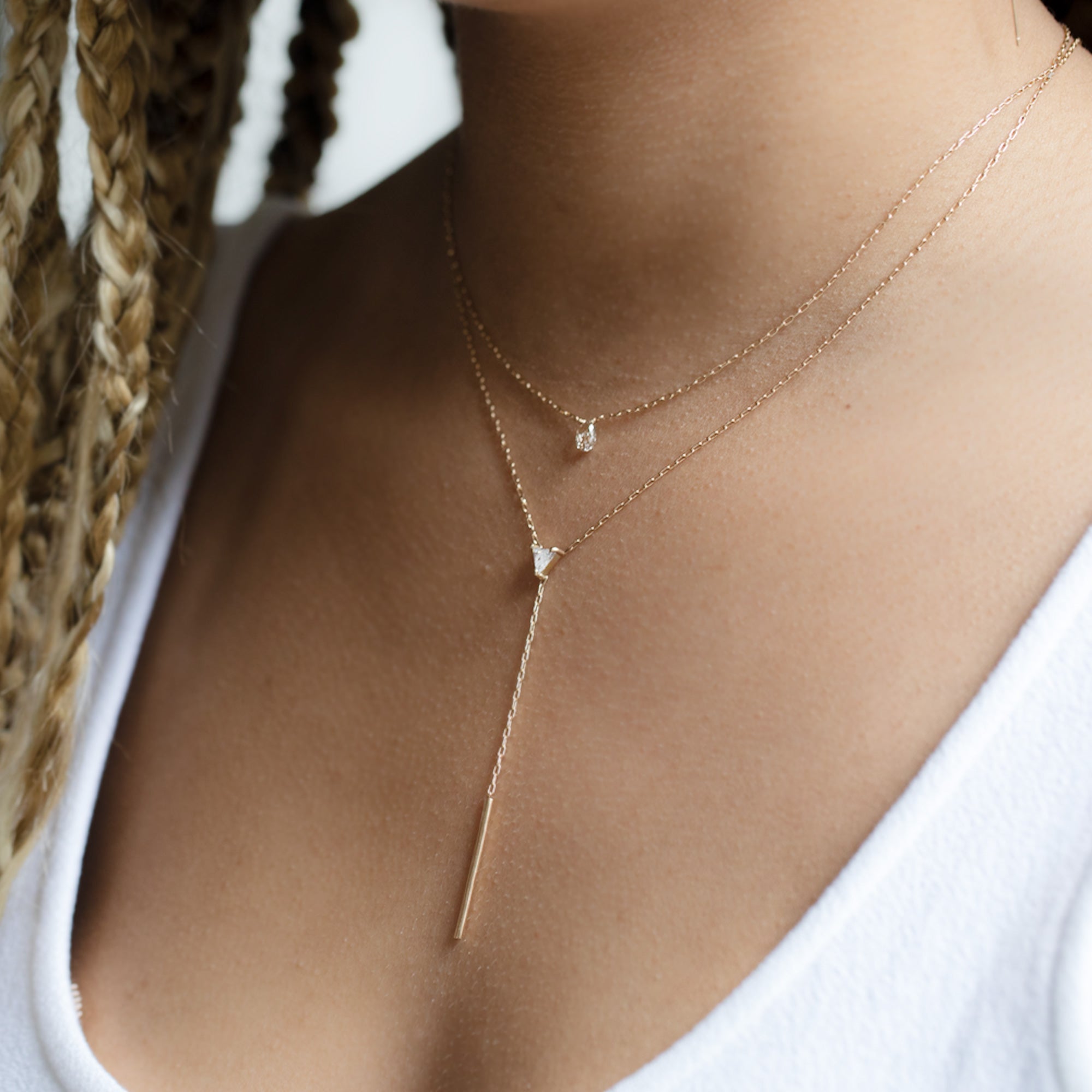 Alexis Russell Necklaces One of a Kind Diamond Lariat Necklace | Choose Your Stone