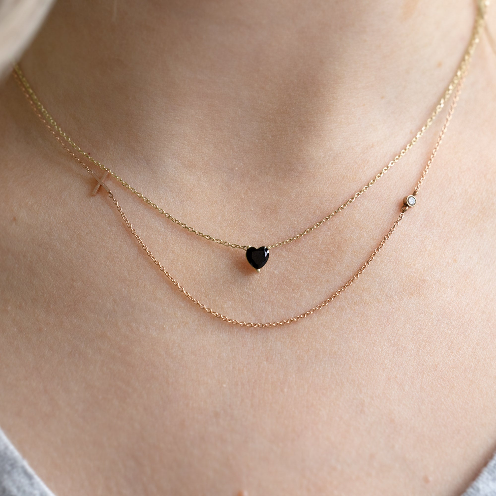 Alexis Russell Necklaces The Black Onyx Gemstone Heart Necklace | Yellow, Rose or White Gold