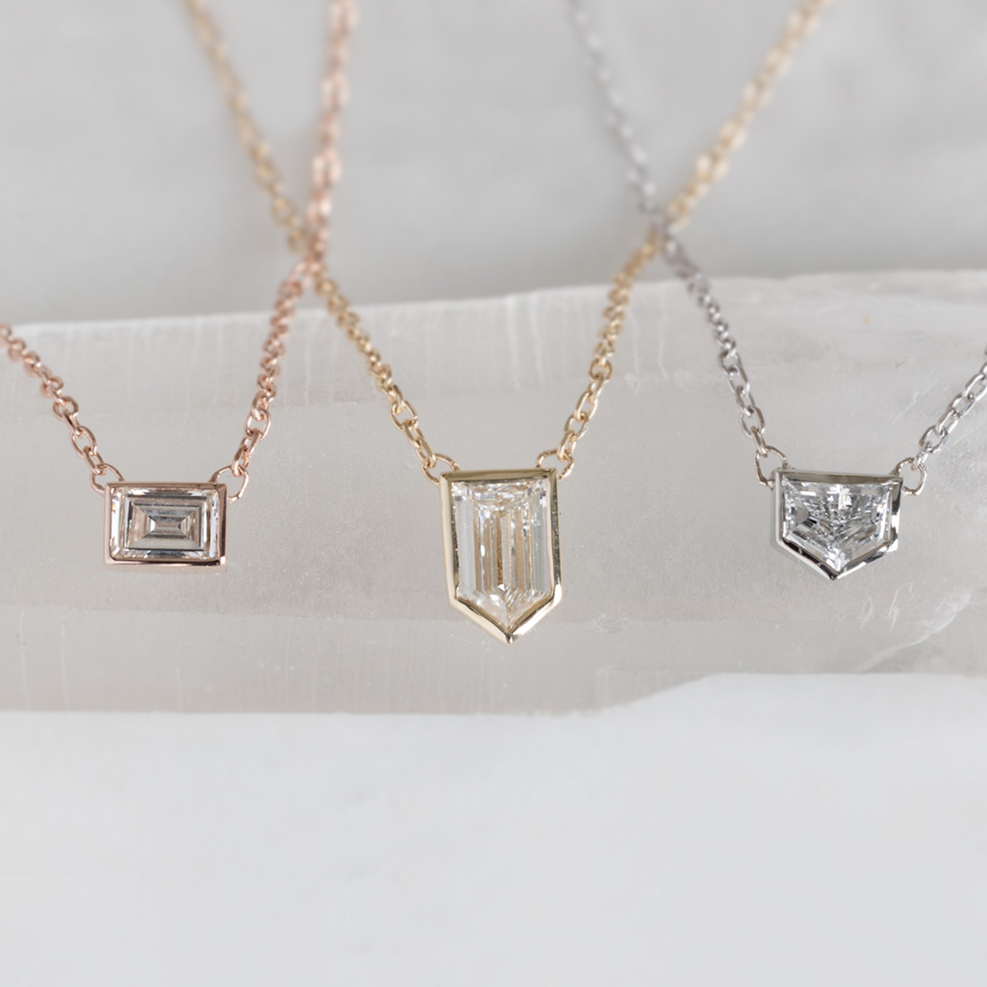 Alexis Russell Necklaces One of a Kind Geometric White Diamond Necklace | Choose Your Stone