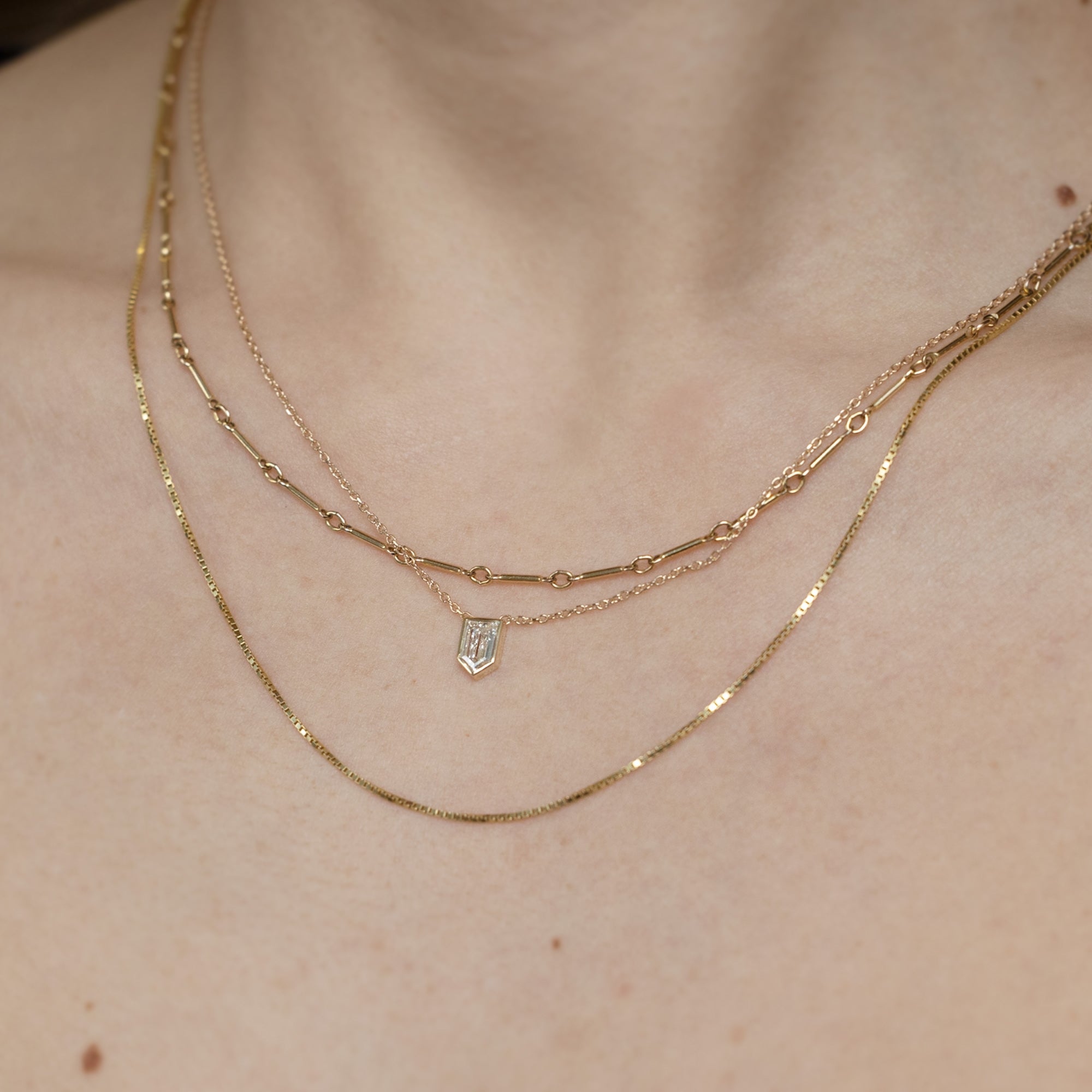 Alexis Russell Necklaces One of a Kind Geometric White Diamond Necklace | Choose Your Stone