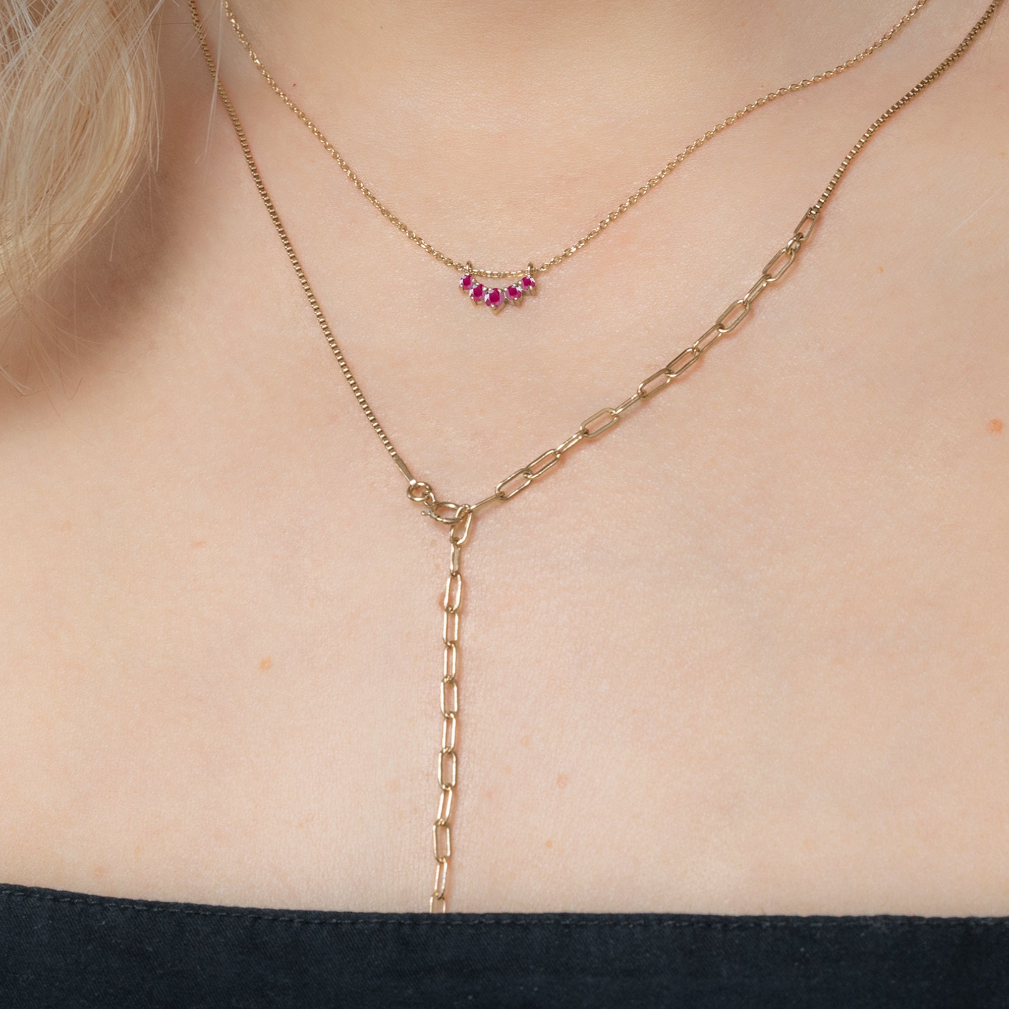 Alexis Russell Necklaces Custom Ruby Gemstone Sunburst Necklace | Yellow Gold