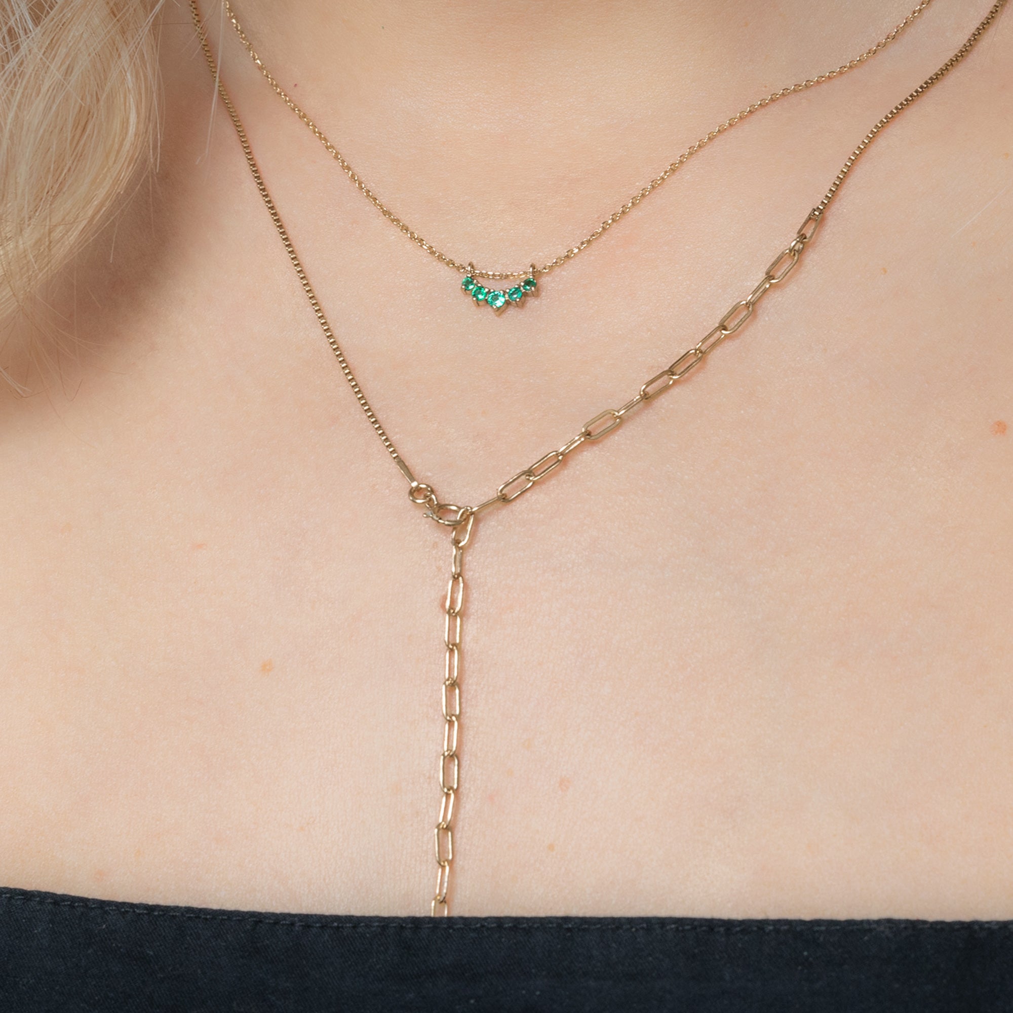 Alexis Russell Necklaces Custom Emerald Gemstone Sunburst Necklace | Yellow Gold