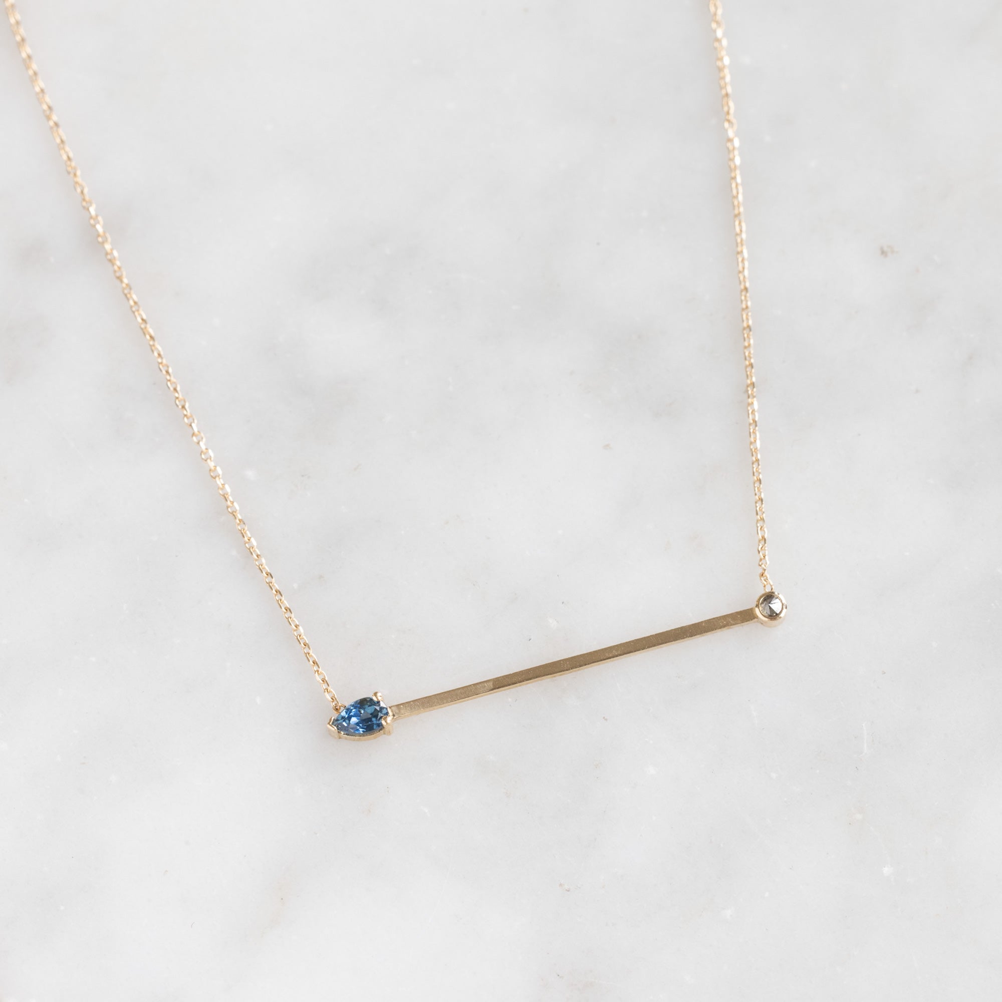 Alexis Russell Necklaces The Montana Sapphire Horizon Necklace | Yellow, Rose or White Gold