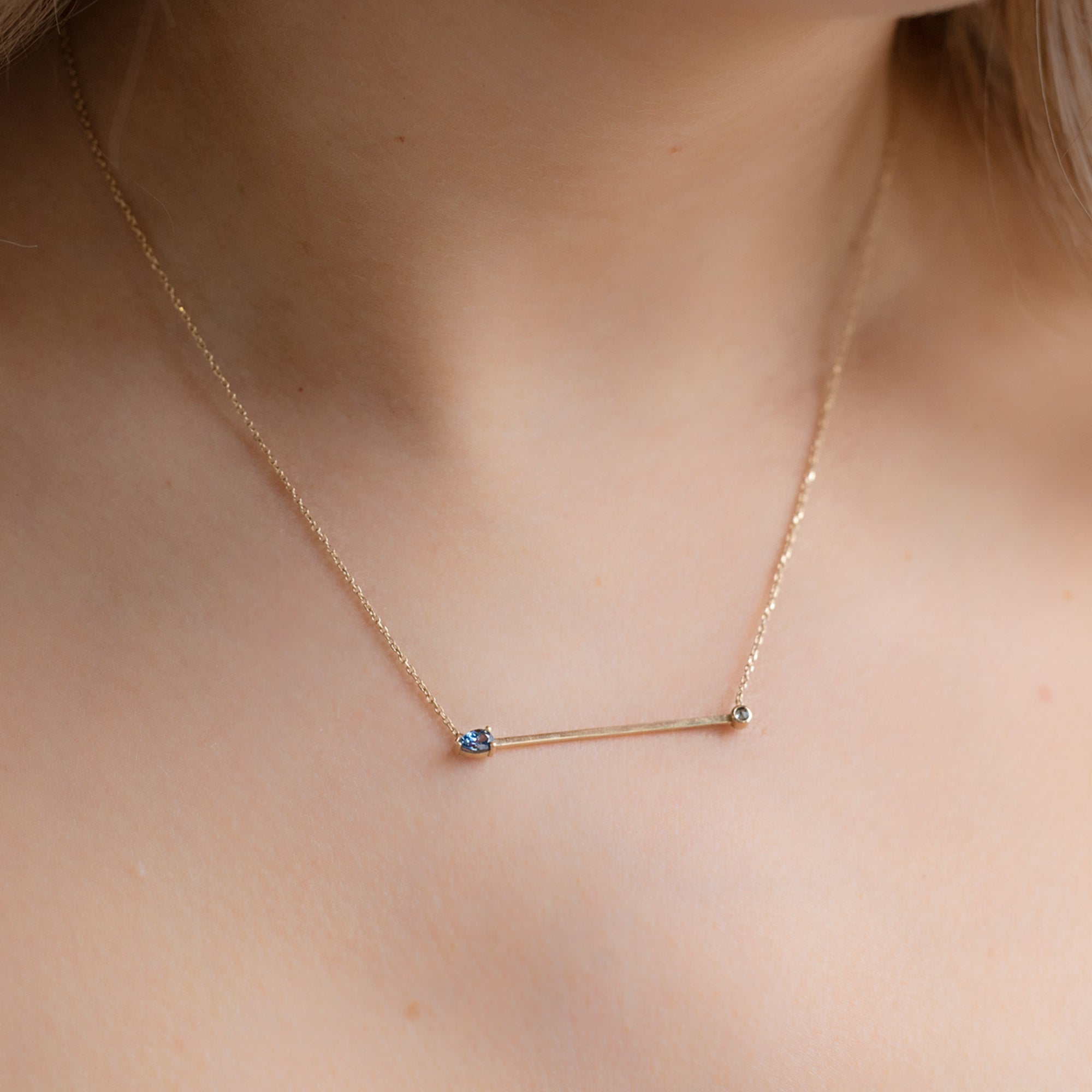 Alexis Russell Necklaces The Montana Sapphire Horizon Necklace | Yellow, Rose or White Gold