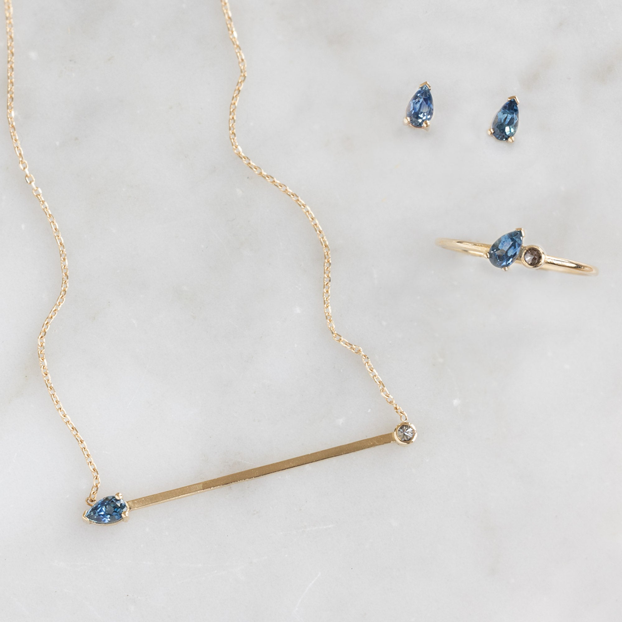 Alexis Russell Necklaces The Montana Sapphire Horizon Necklace | Yellow, Rose or White Gold