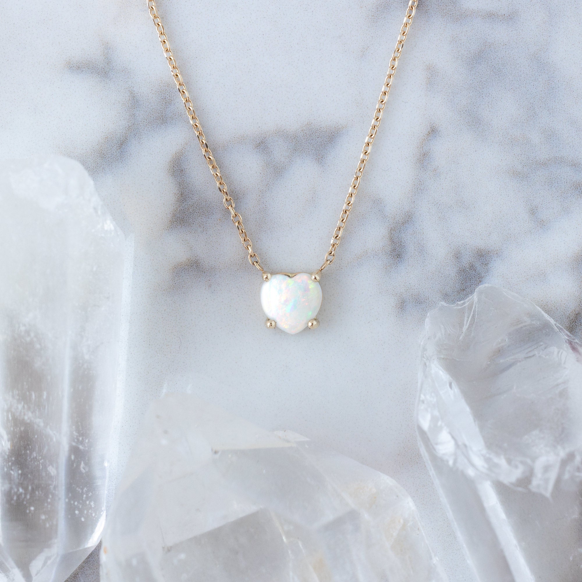 Alexis Russell Necklaces The Sweetheart Opal Necklace | Yellow Gold