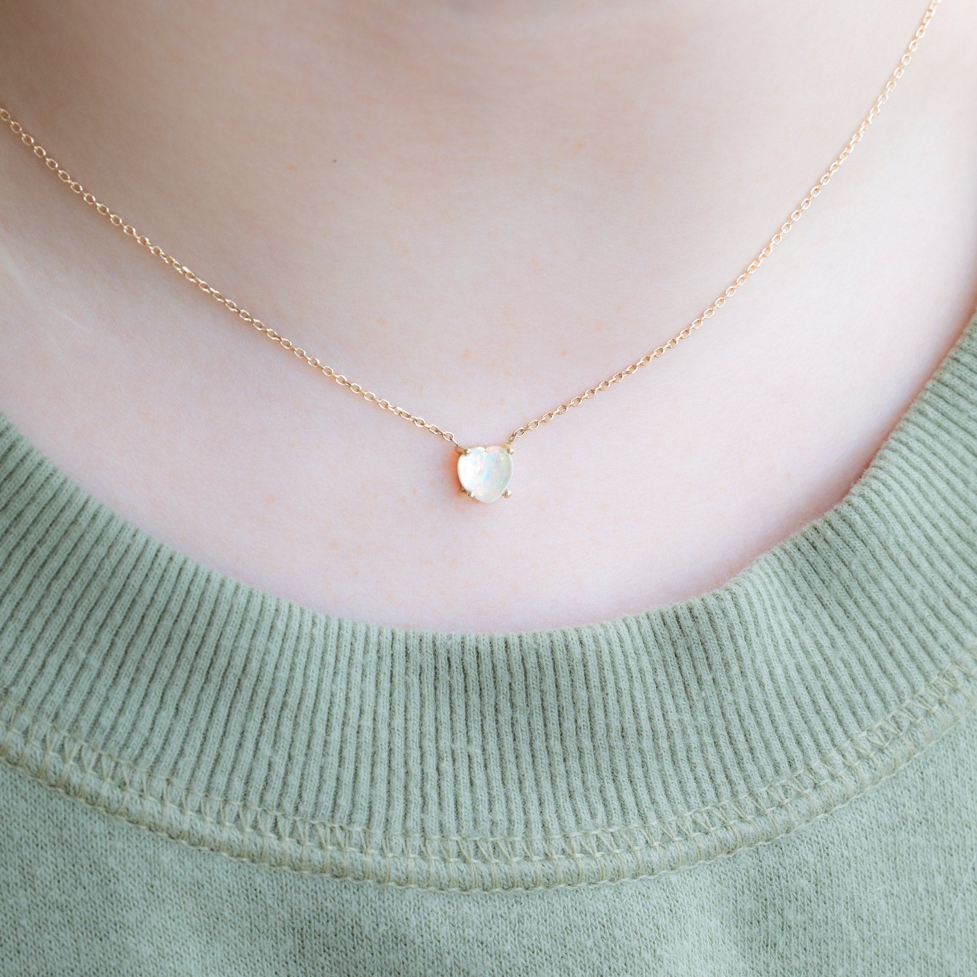 Alexis Russell Necklaces The Sweetheart Opal Necklace | Yellow Gold