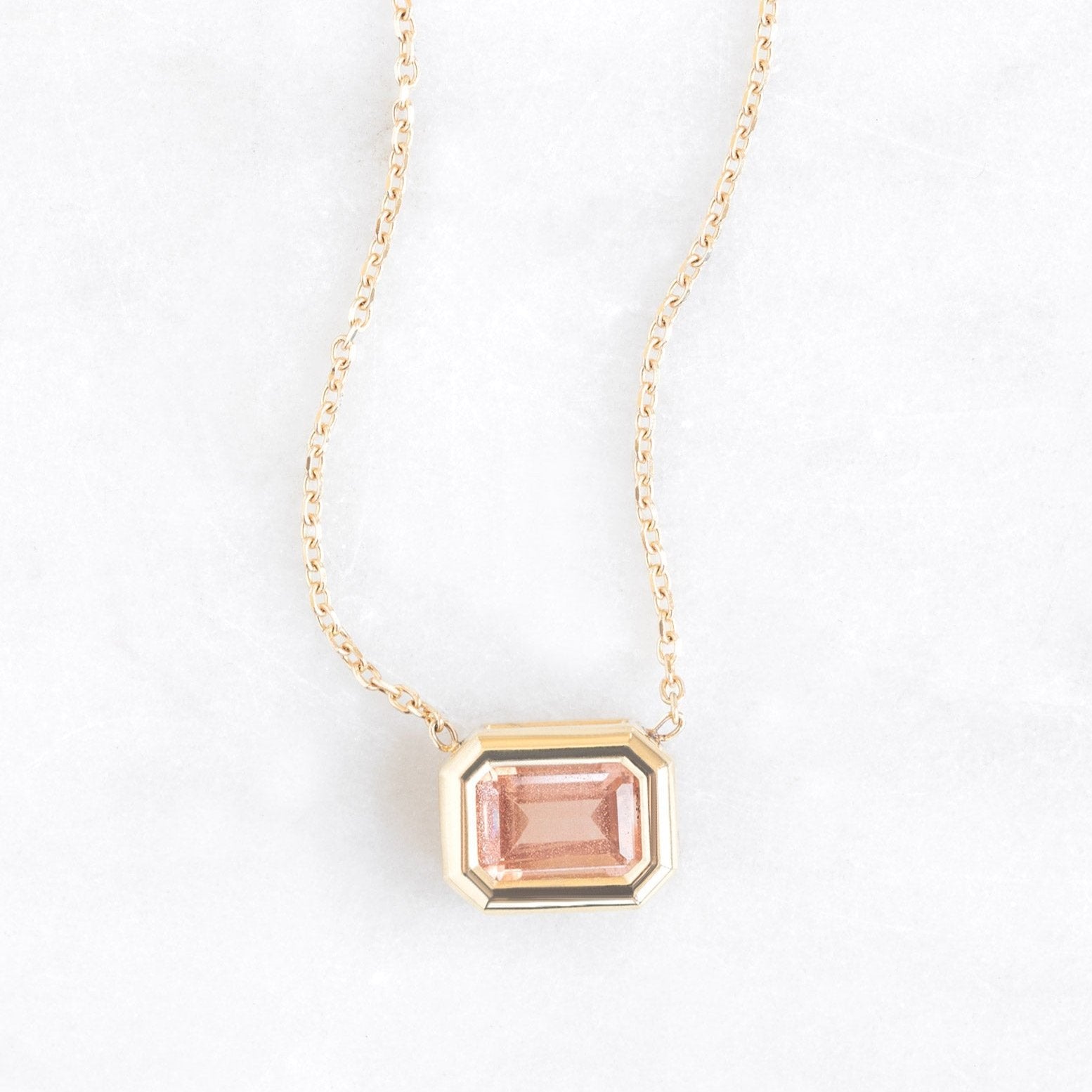 Alexis Russell Necklaces The Emerald-Cut Sunstone Necklace | Yellow Gold