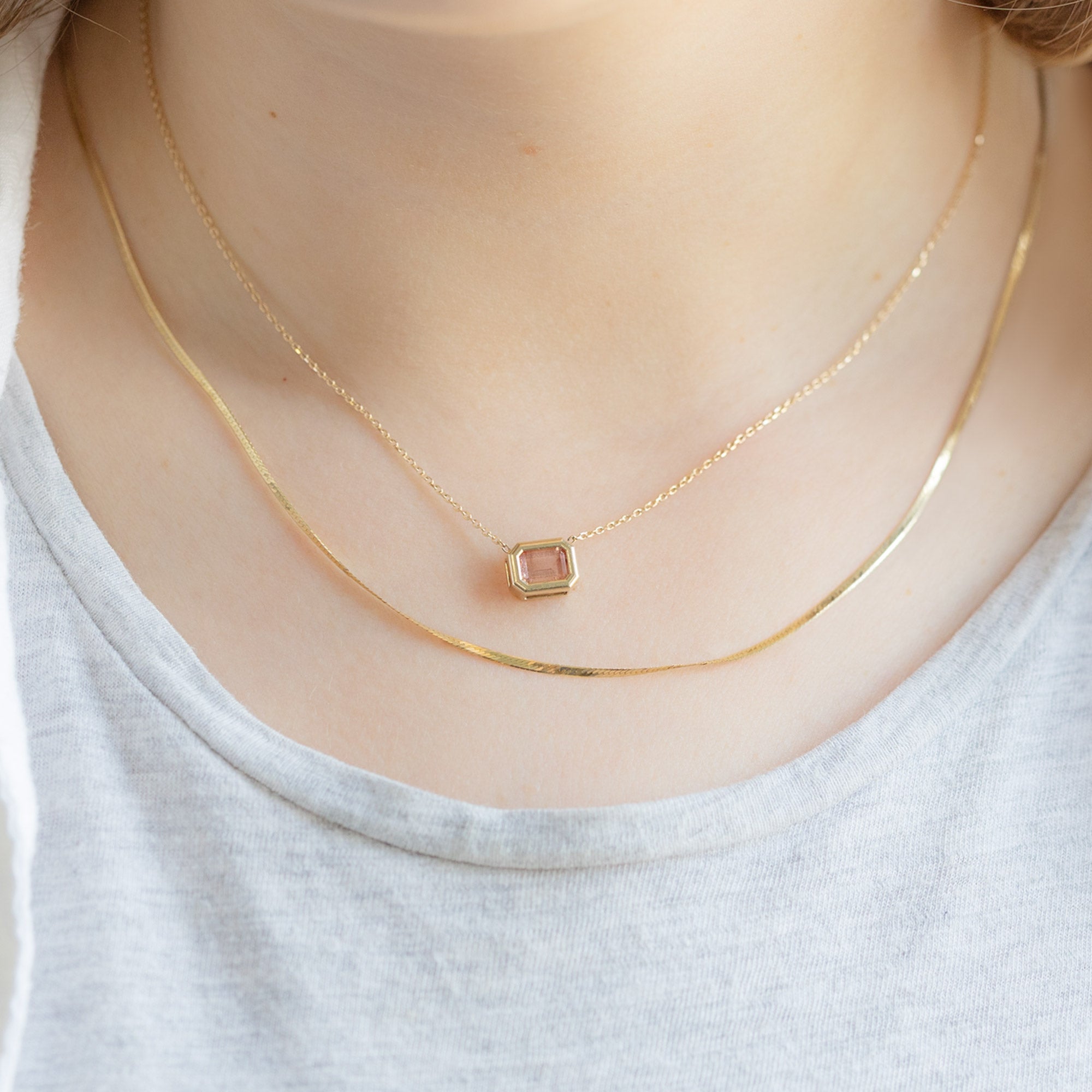 Alexis Russell Necklaces The Emerald-Cut Sunstone Necklace | Yellow Gold