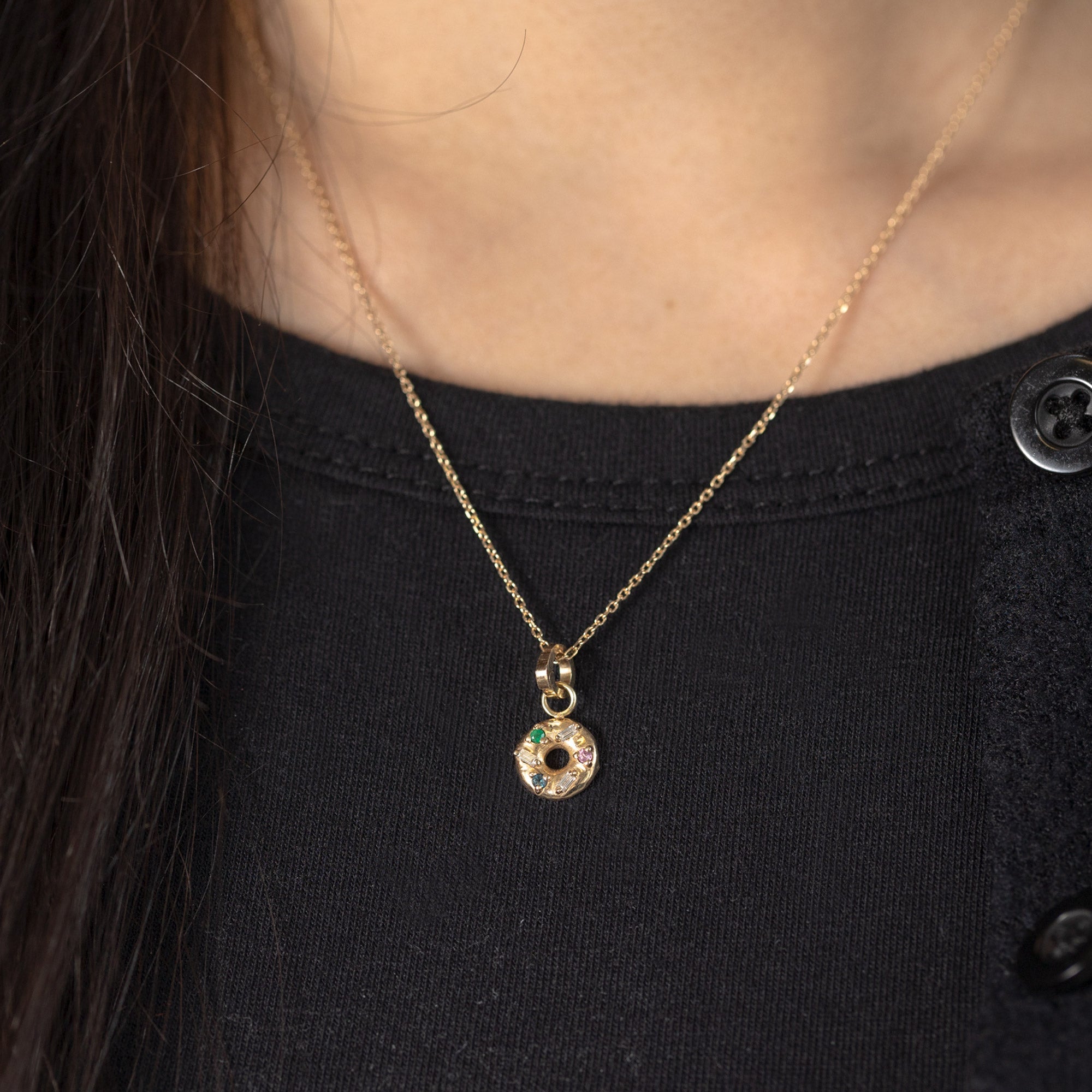 Alexis Russell Necklaces The Diamond-Cut Cable Chain Charm Necklace | Yellow Gold