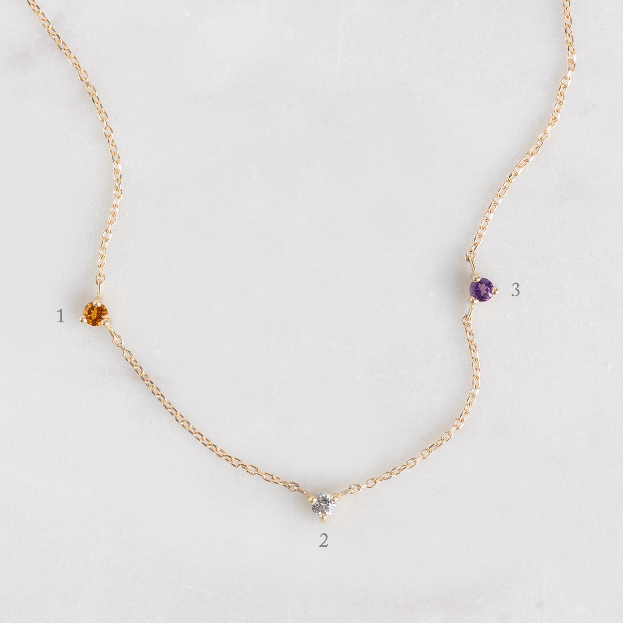 Alexis Russell Necklaces The Custom Multi-Birthstone Necklace | 3 Stones