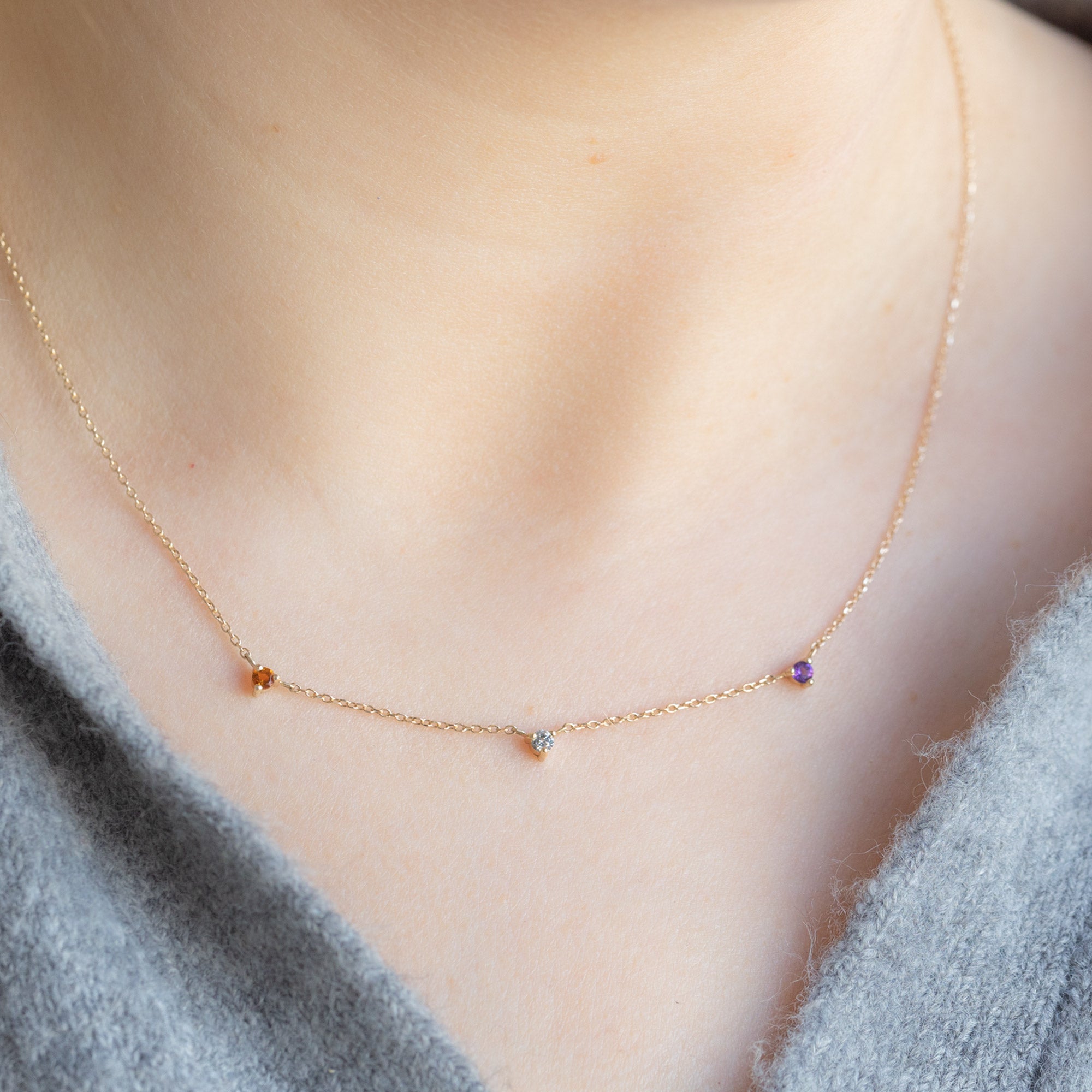 Alexis Russell Necklaces The Custom Multi-Birthstone Necklace | 3 Stones