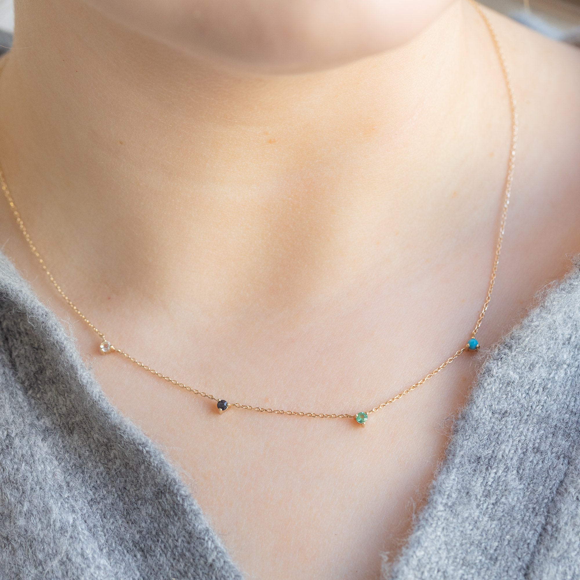 Alexis Russell Necklaces The Custom Multi-Birthstone Necklace | 4 Stones