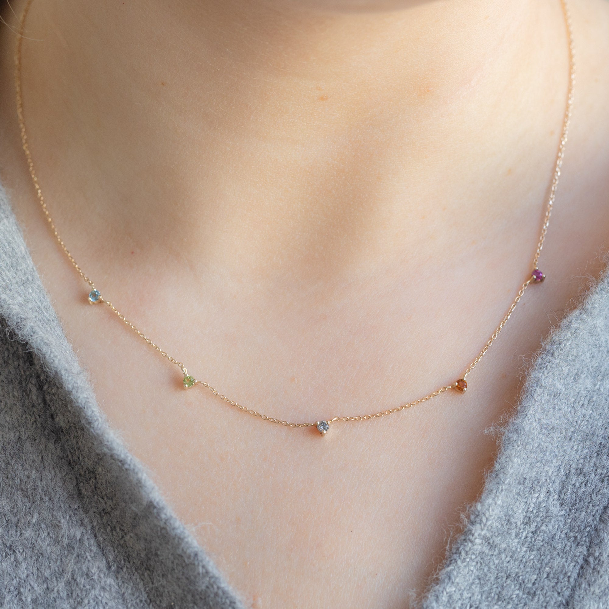 Alexis Russell Necklaces The Custom Multi-Birthstone Necklace | 5 Stones