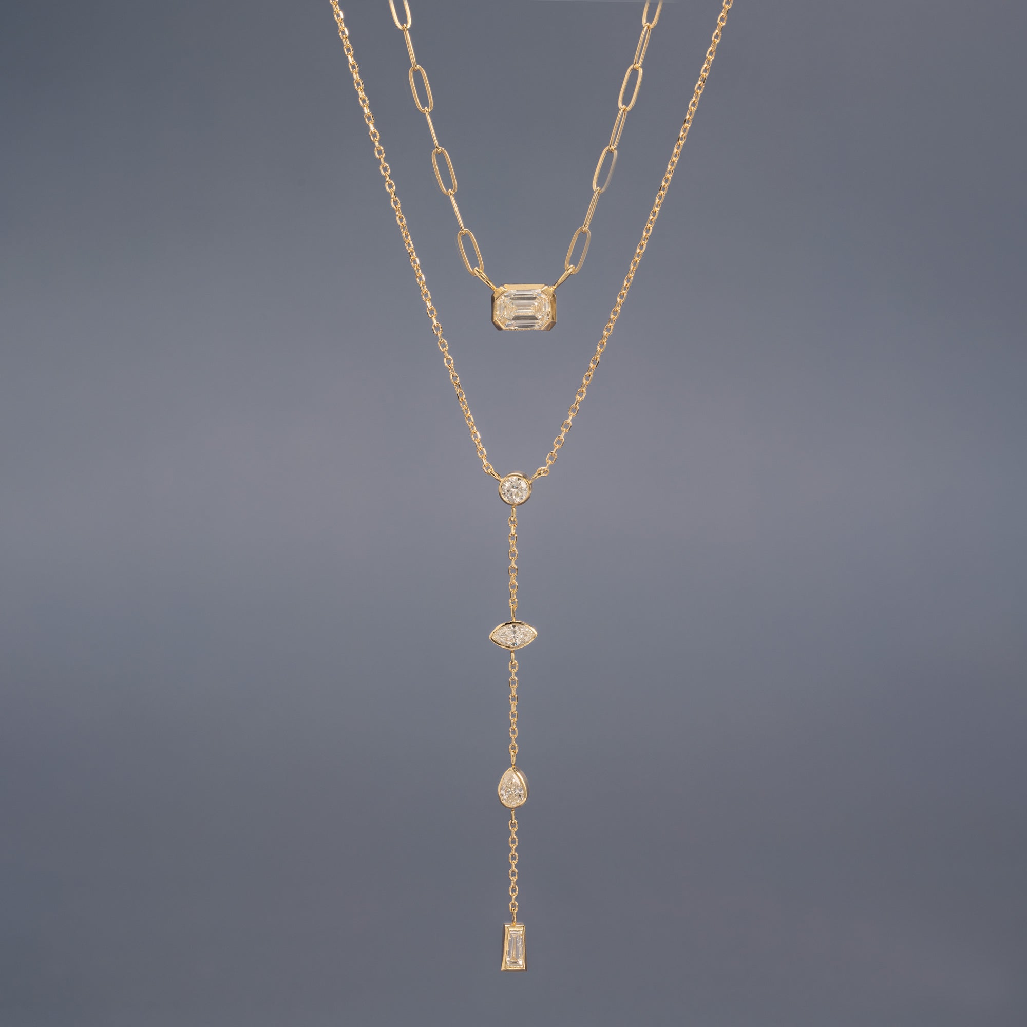 Alexis Russell  Necklaces Deco Diamond Solitaire Necklace | Yellow Gold