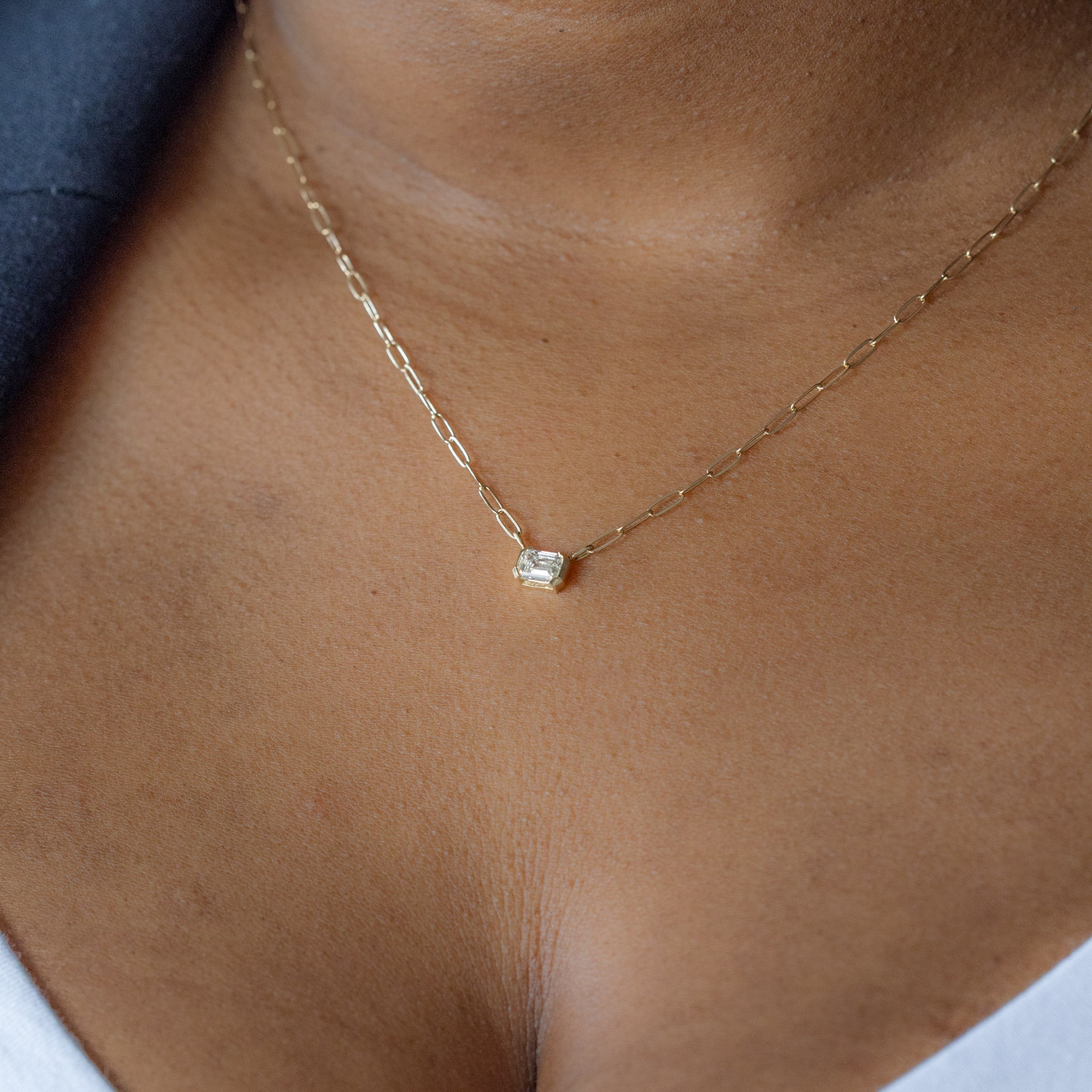 Alexis Russell  Necklaces Deco Diamond Solitaire Necklace | Yellow Gold