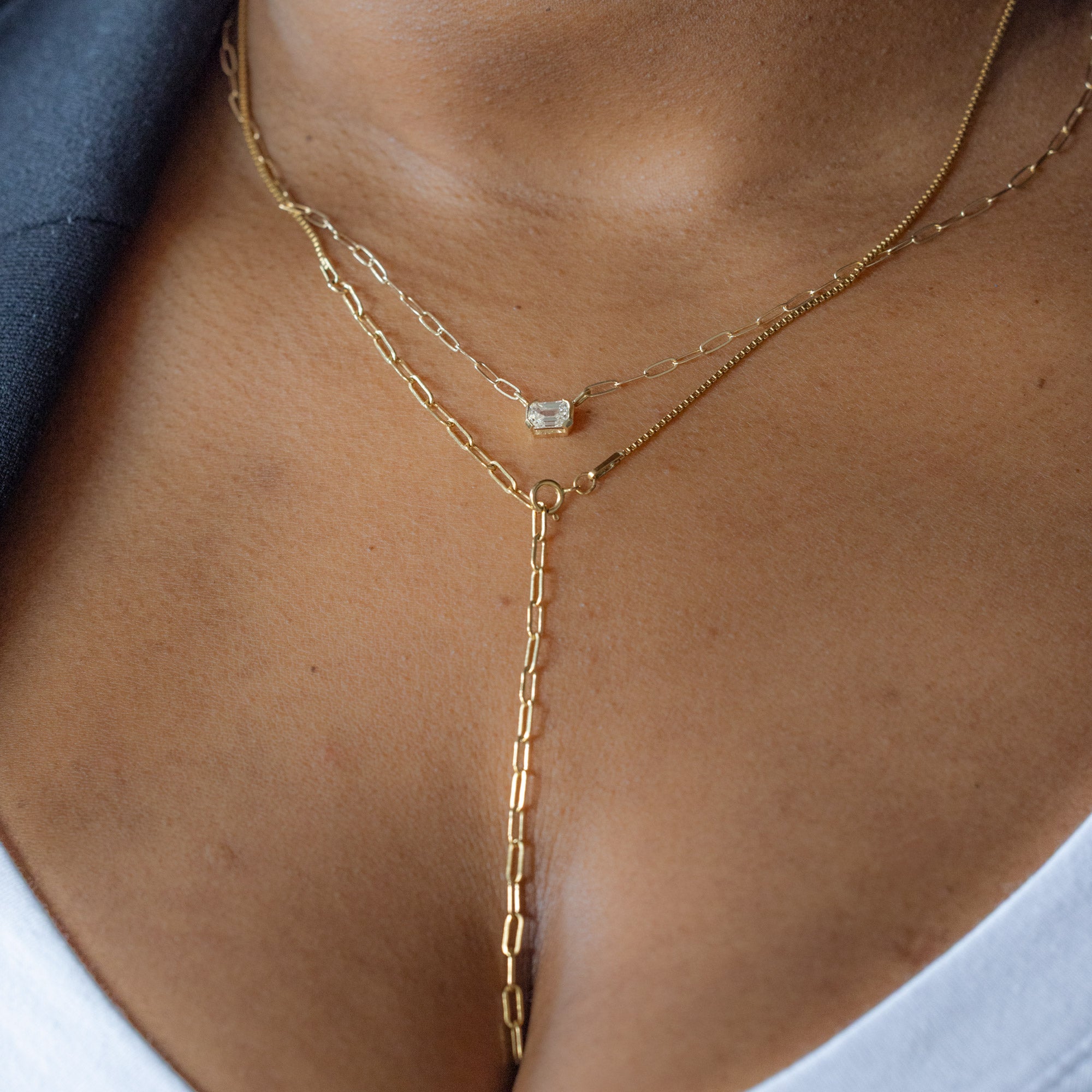 Alexis Russell  Necklaces Deco Diamond Solitaire Necklace | Yellow Gold