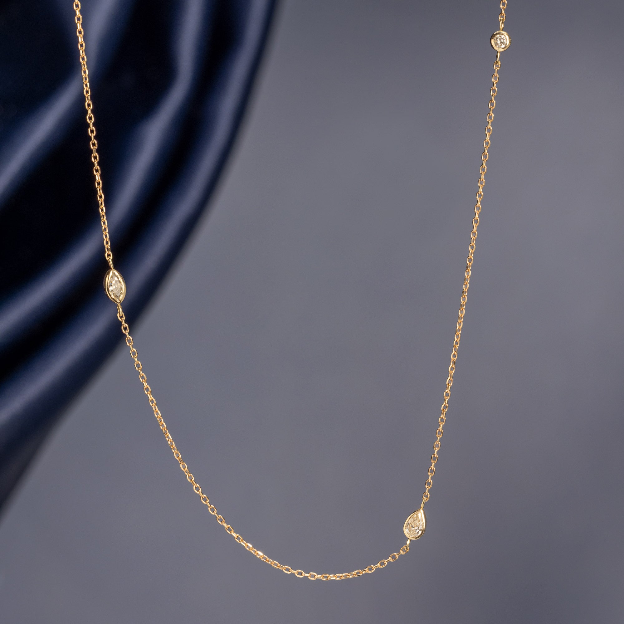 Alexis Russell  Necklaces Pear-Cut Diamond Chain Necklace | Yellow Gold