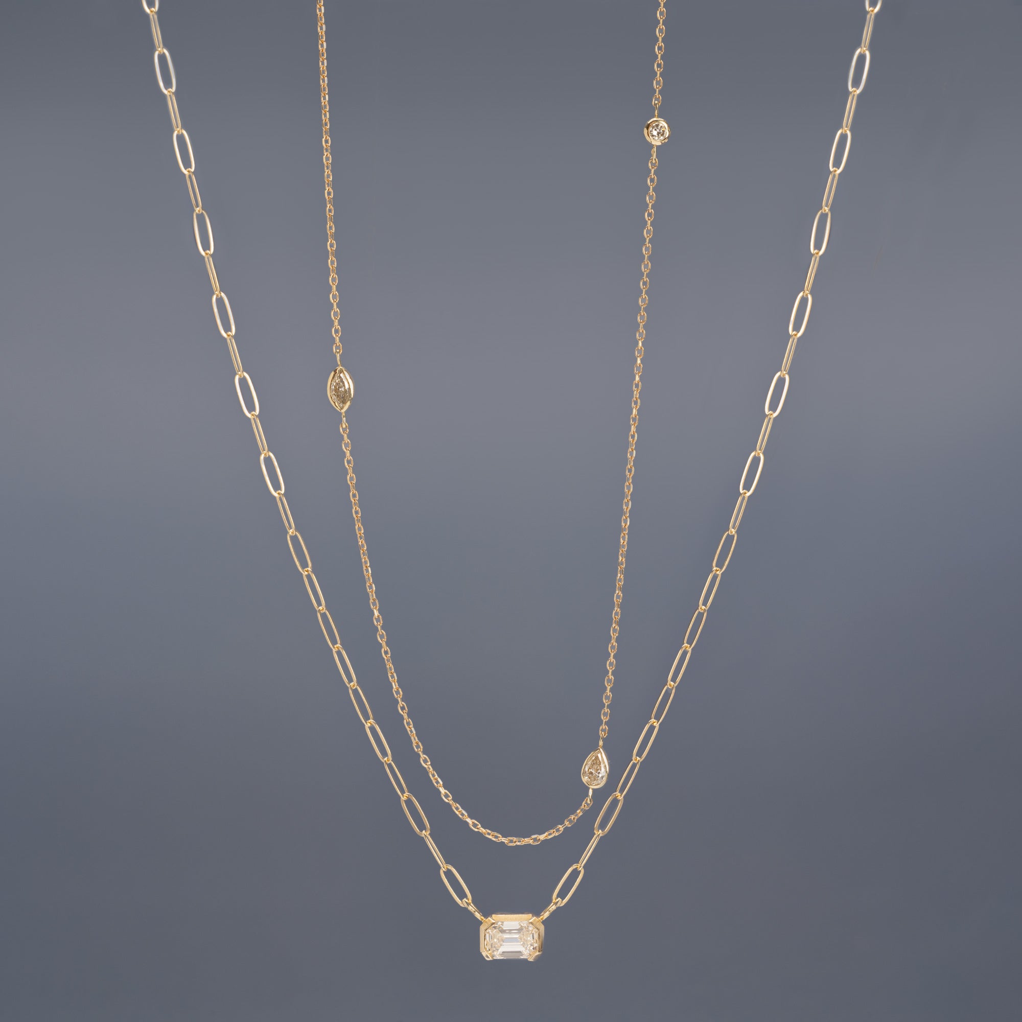 Alexis Russell  Necklaces Pear-Cut Diamond Chain Necklace | Yellow Gold