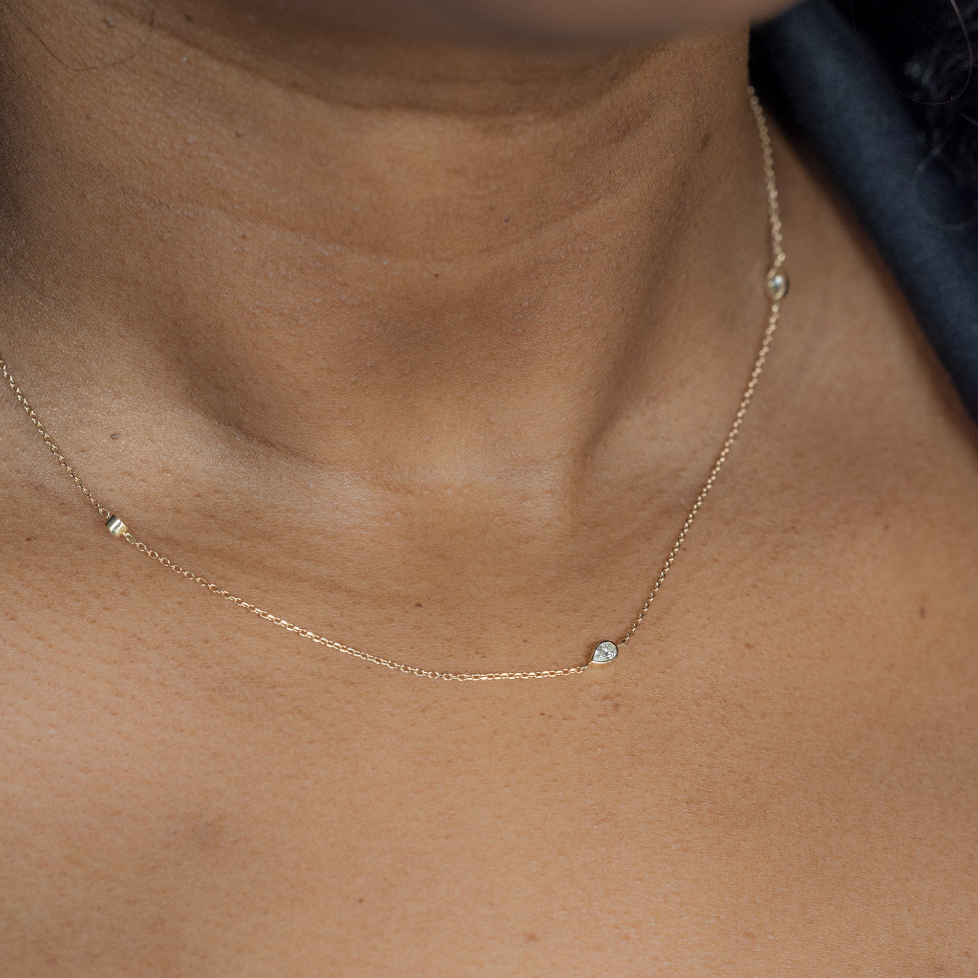 Alexis Russell  Necklaces Pear-Cut Diamond Chain Necklace | Yellow Gold