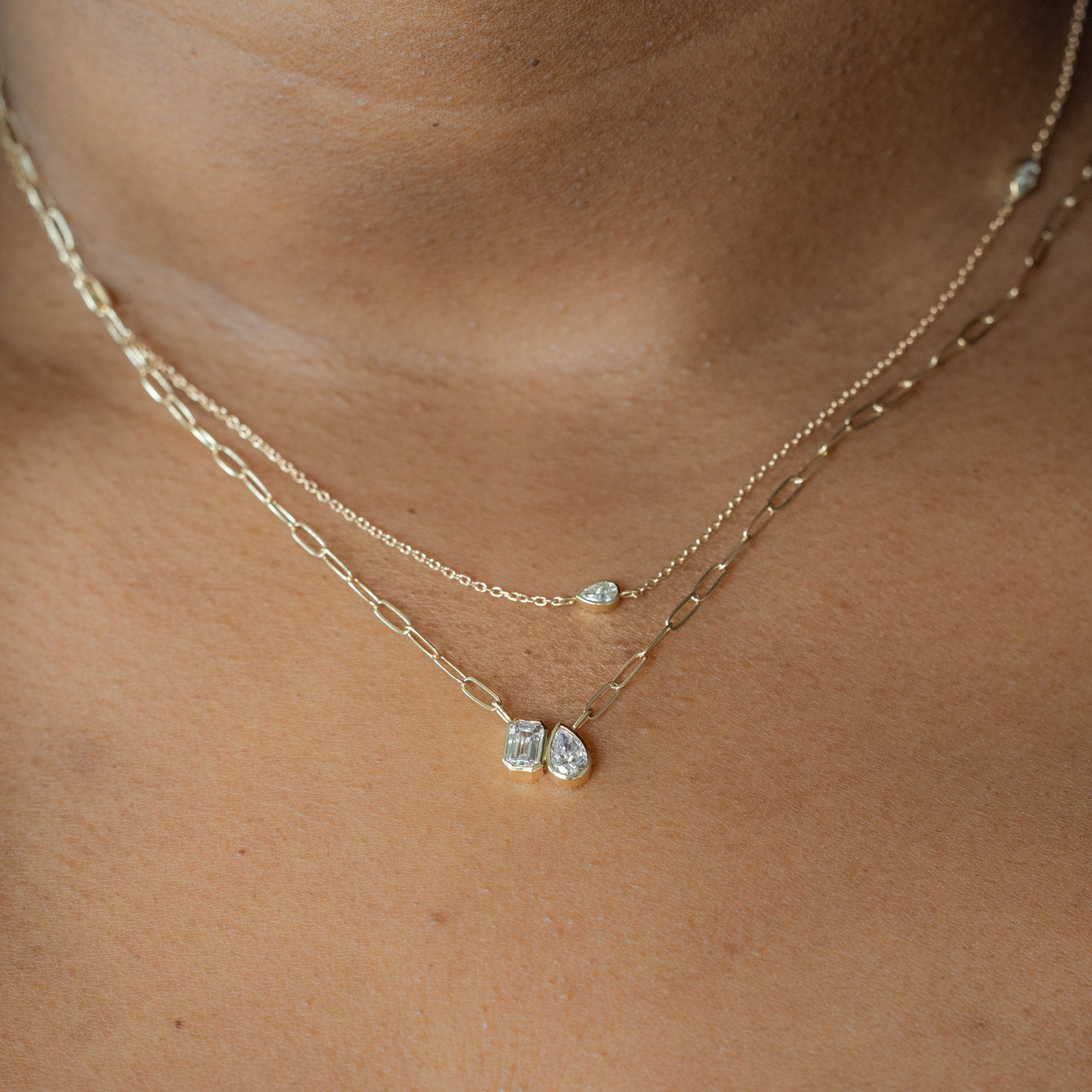 Alexis Russell  Necklaces Pear-Cut Diamond Chain Necklace | Yellow Gold
