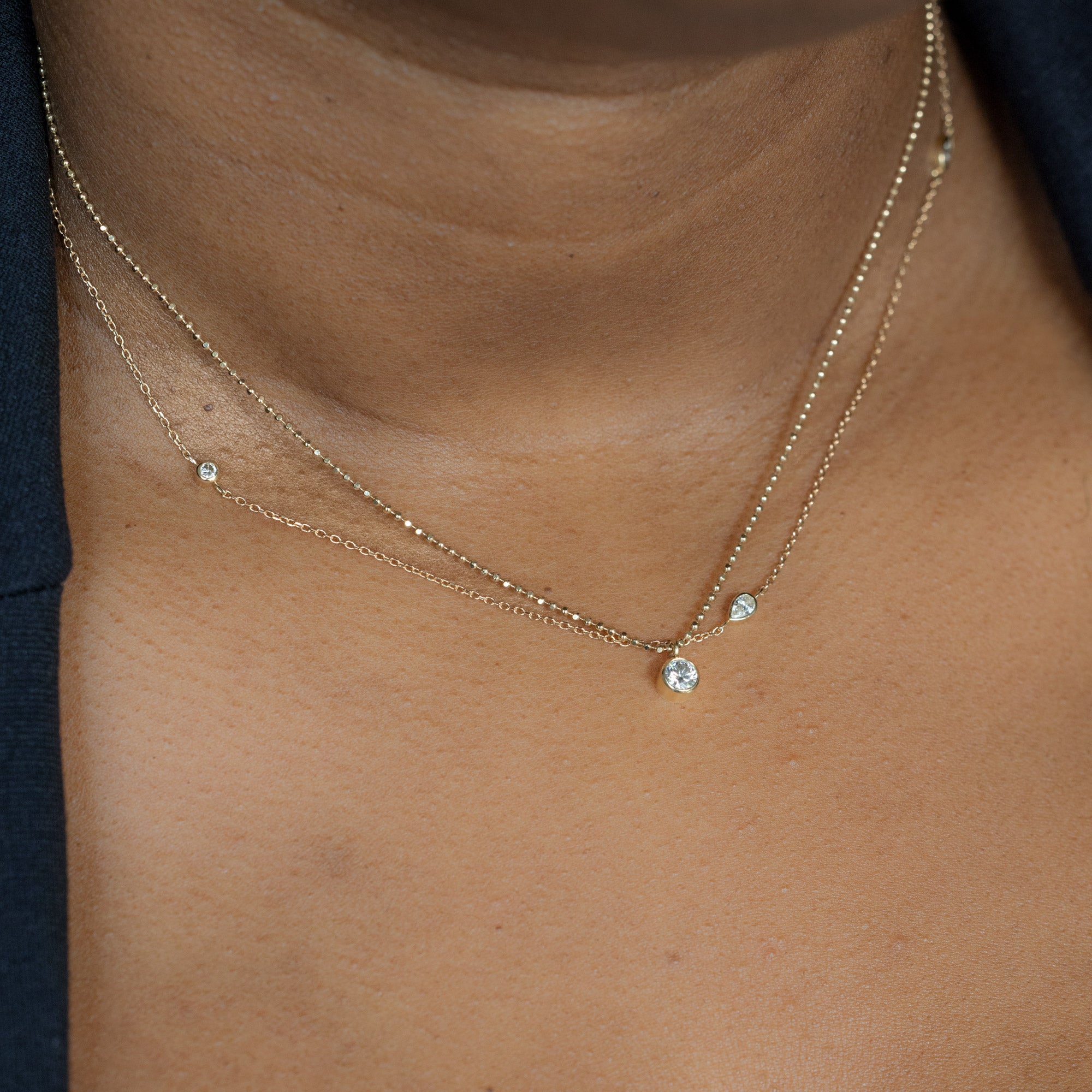 Alexis Russell  Necklaces Pear-Cut Diamond Chain Necklace | Yellow Gold