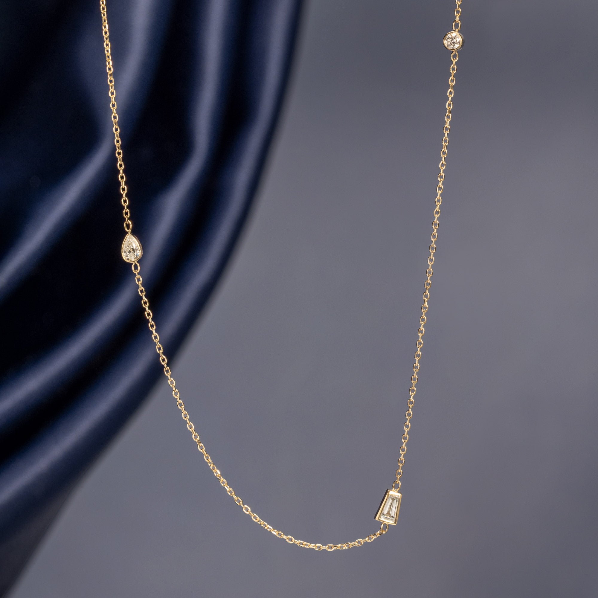Alexis Russell  Necklaces Baguette Diamond Chain Necklace | Yellow Gold