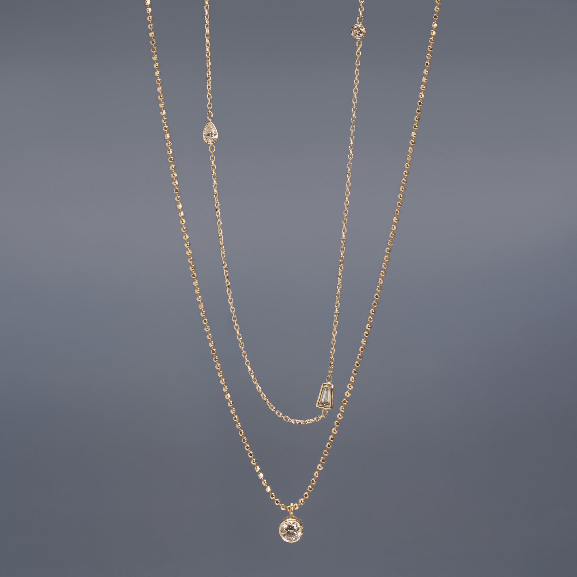 Alexis Russell  Necklaces Baguette Diamond Chain Necklace | Yellow Gold
