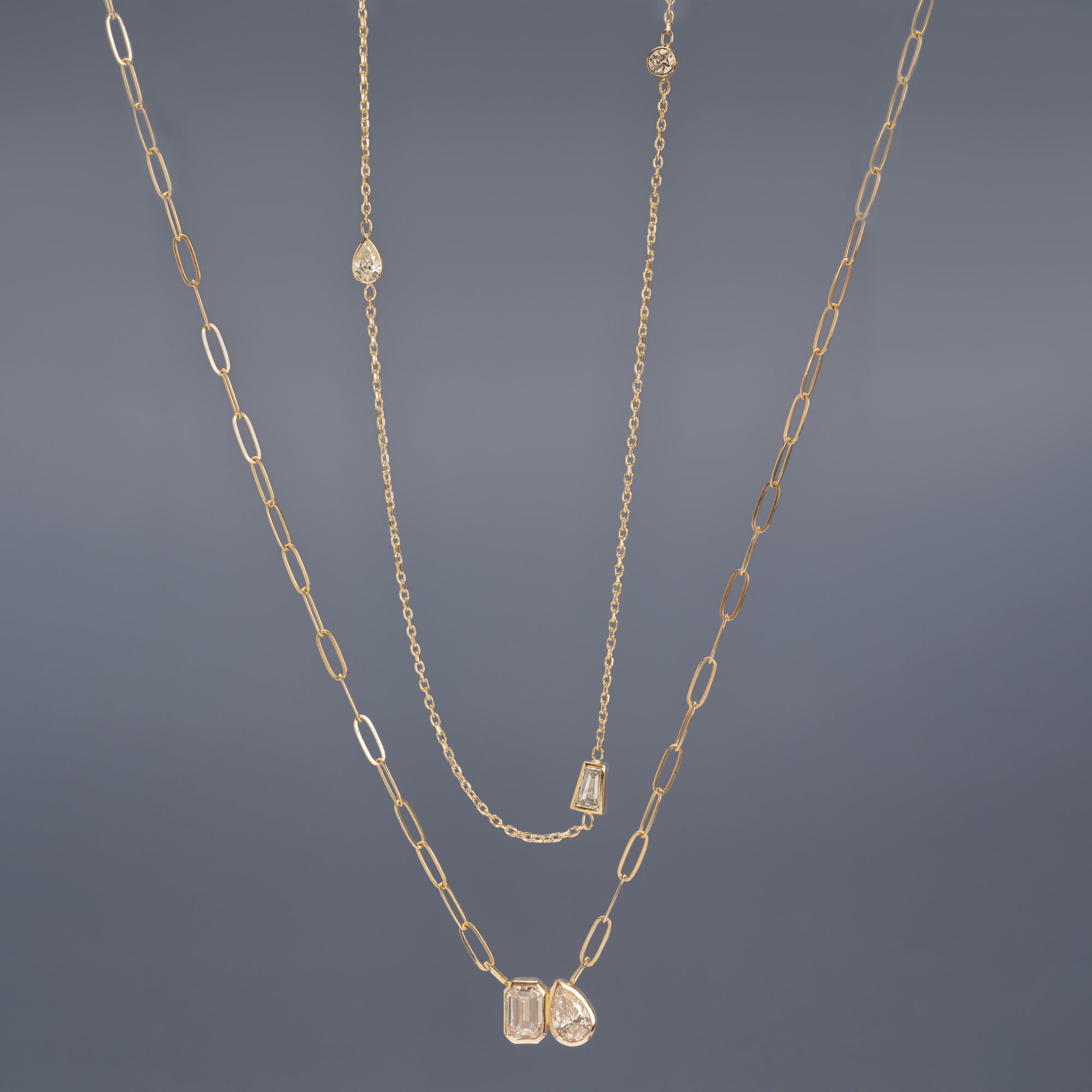 Alexis Russell  Necklaces Baguette Diamond Chain Necklace | Yellow Gold
