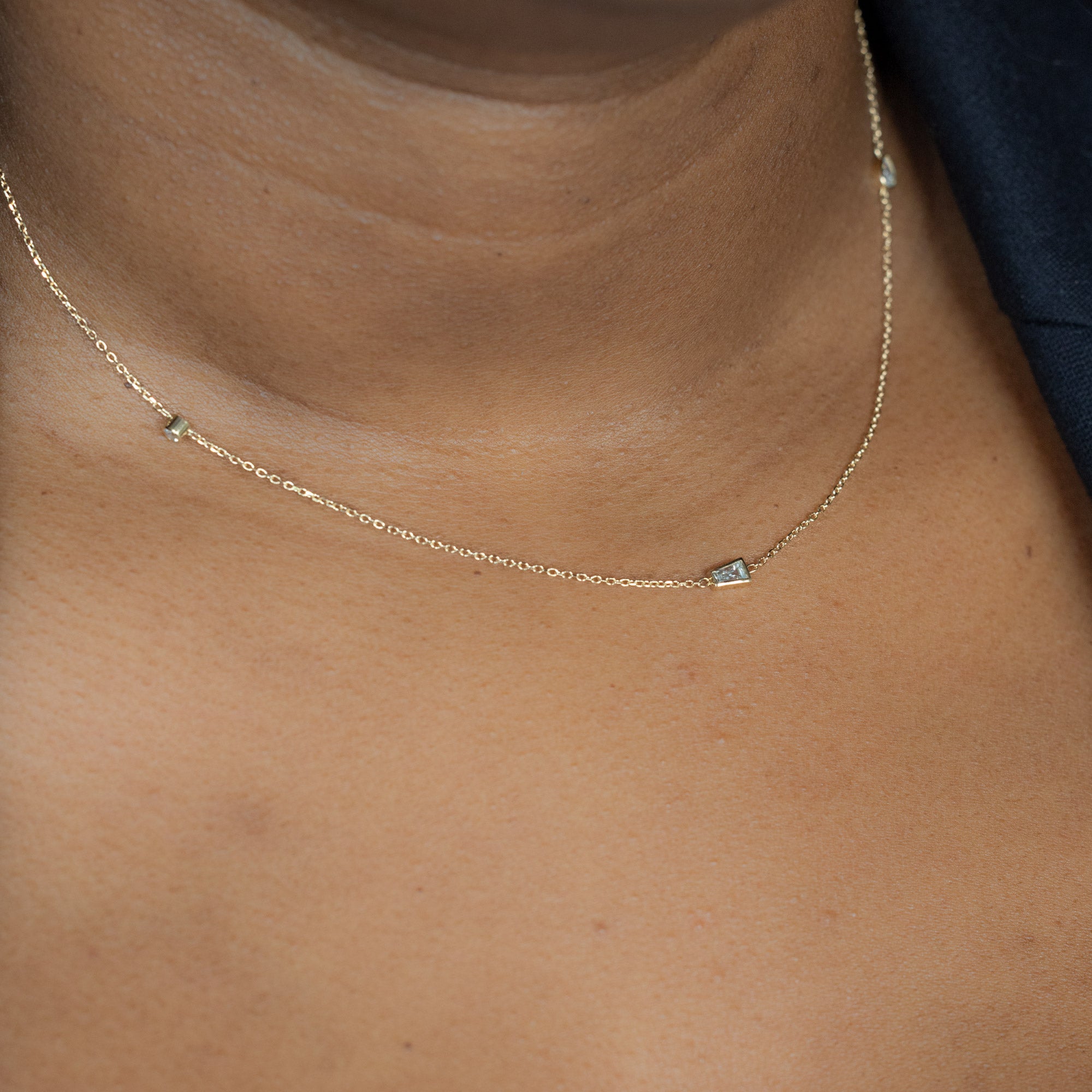 Alexis Russell  Necklaces Baguette Diamond Chain Necklace | Yellow Gold