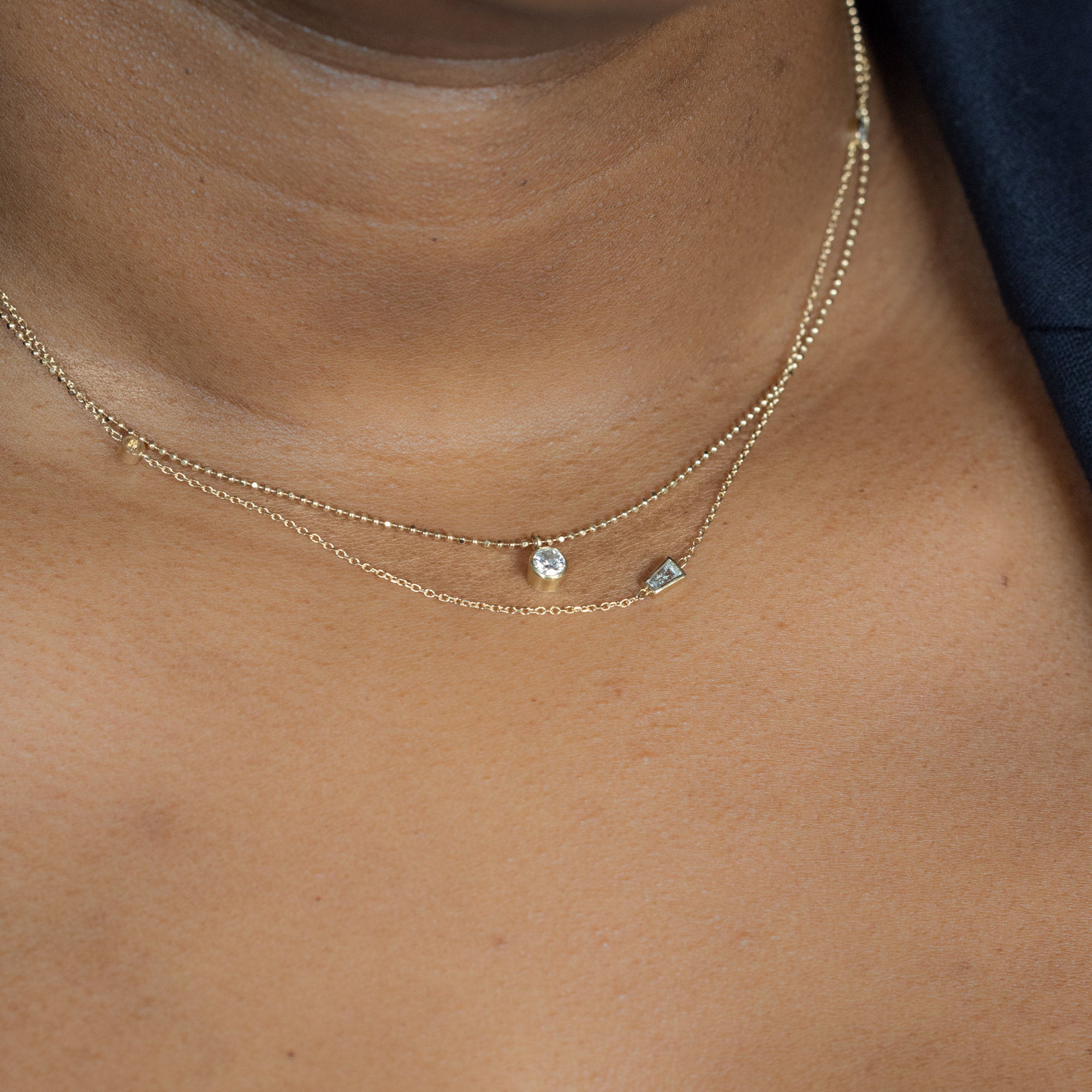 Alexis Russell  Necklaces Baguette Diamond Chain Necklace | Yellow Gold
