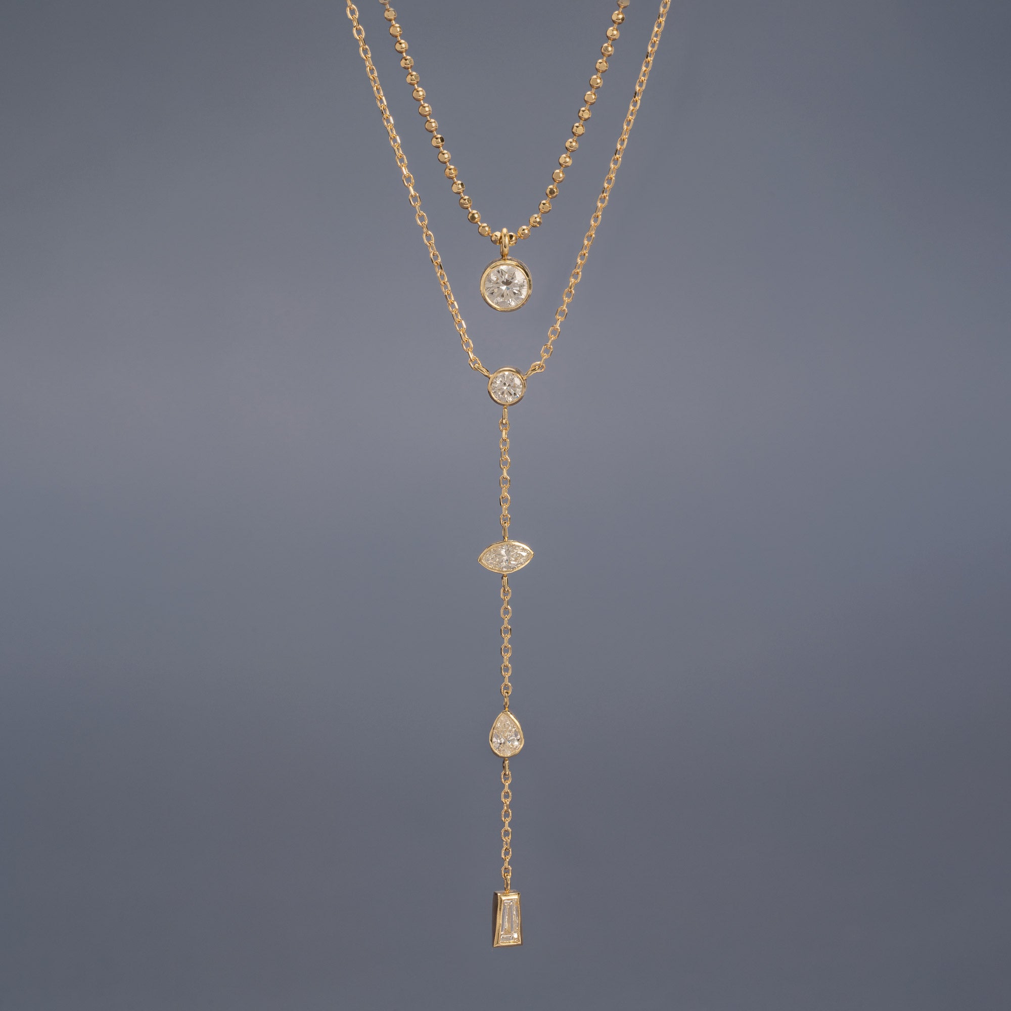 Alexis Russell  Necklaces ‘Date Night’ Diamond Lariat Necklace | Yellow Gold