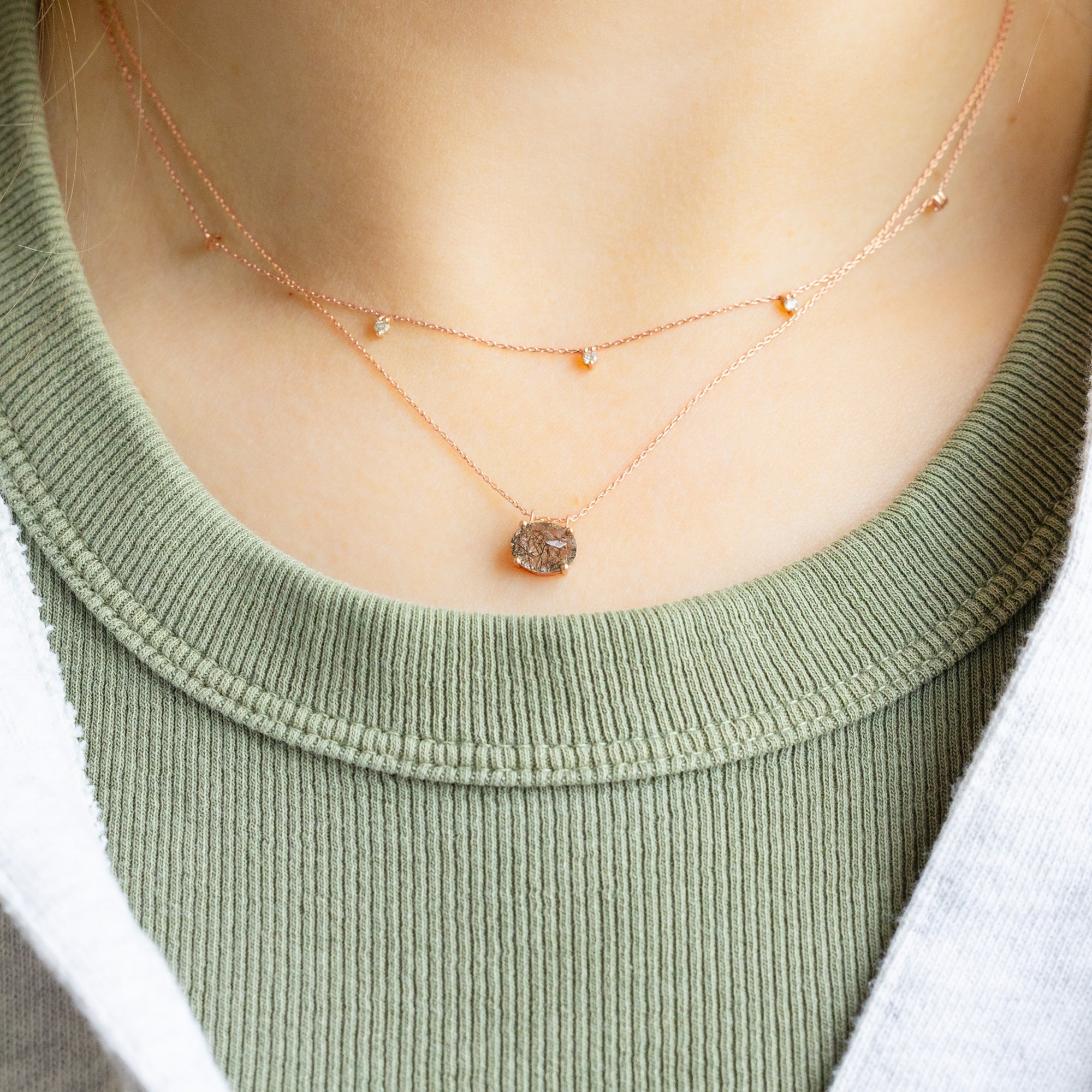 Alexis Russell Necklaces The Tourmaline in Quartz Necklace | Yellow, Rose, White or Sterling Silver